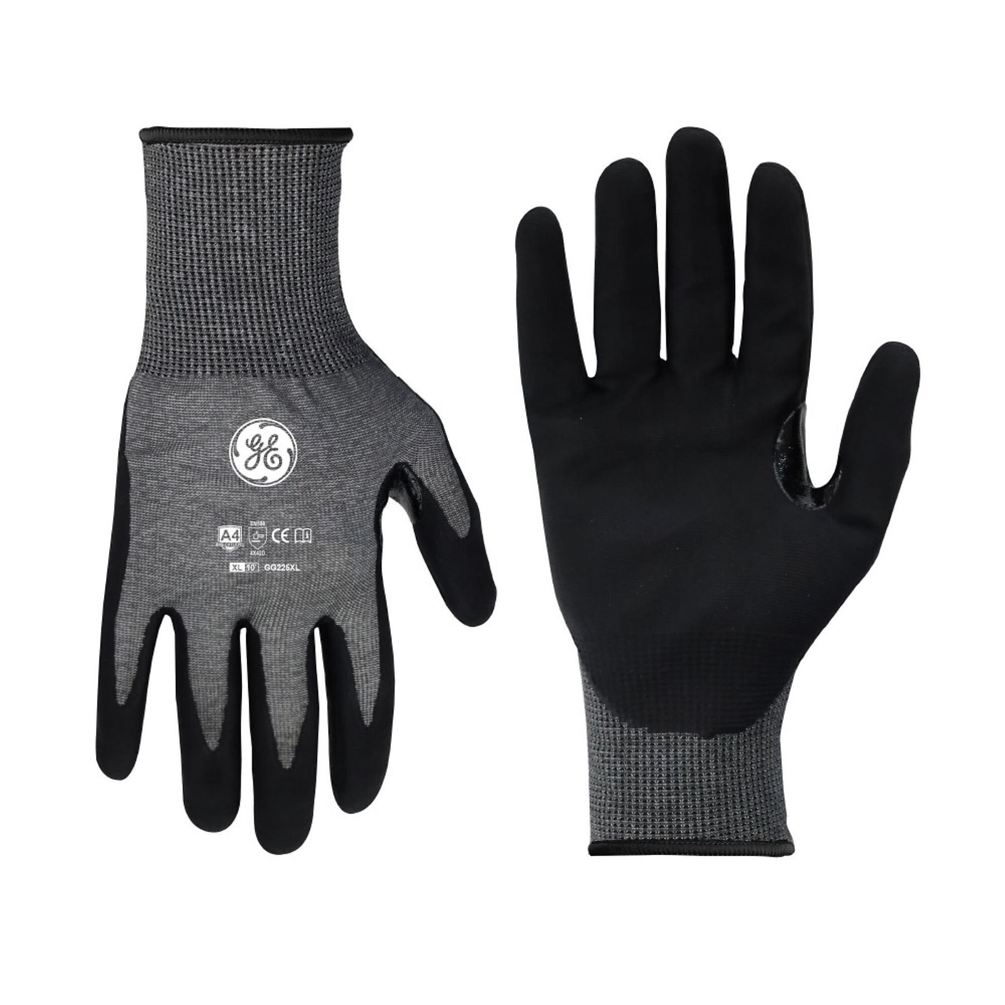 General Electric, Unisex Dipped Gloves Black/Blue XL 12 pair, Size XL, Included (qty.) 12, Model GG225XL