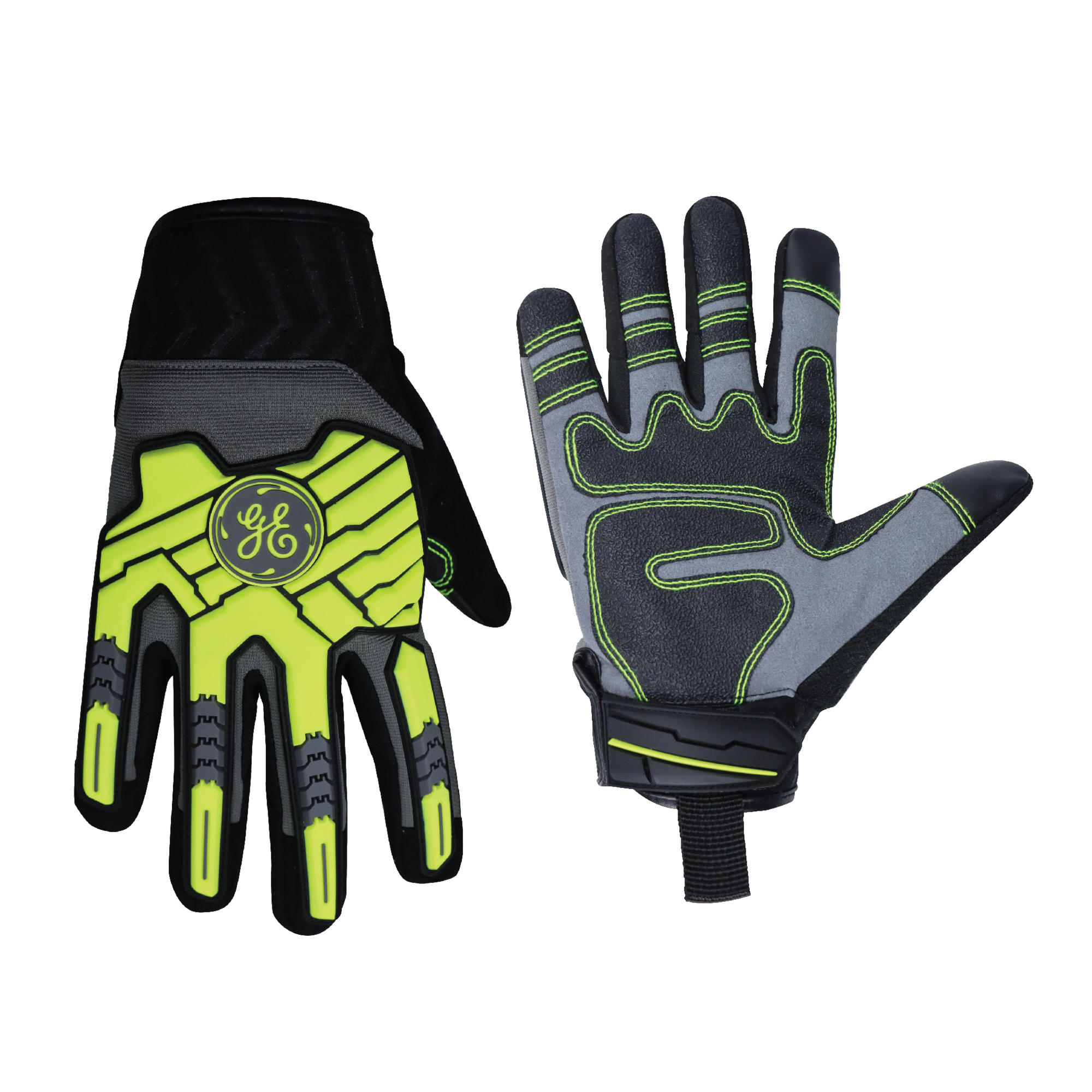General Electric, Mechanic's Glove High-Vis Green L 1 pair, Size L, Included (qty.) 1, Model GG417LC
