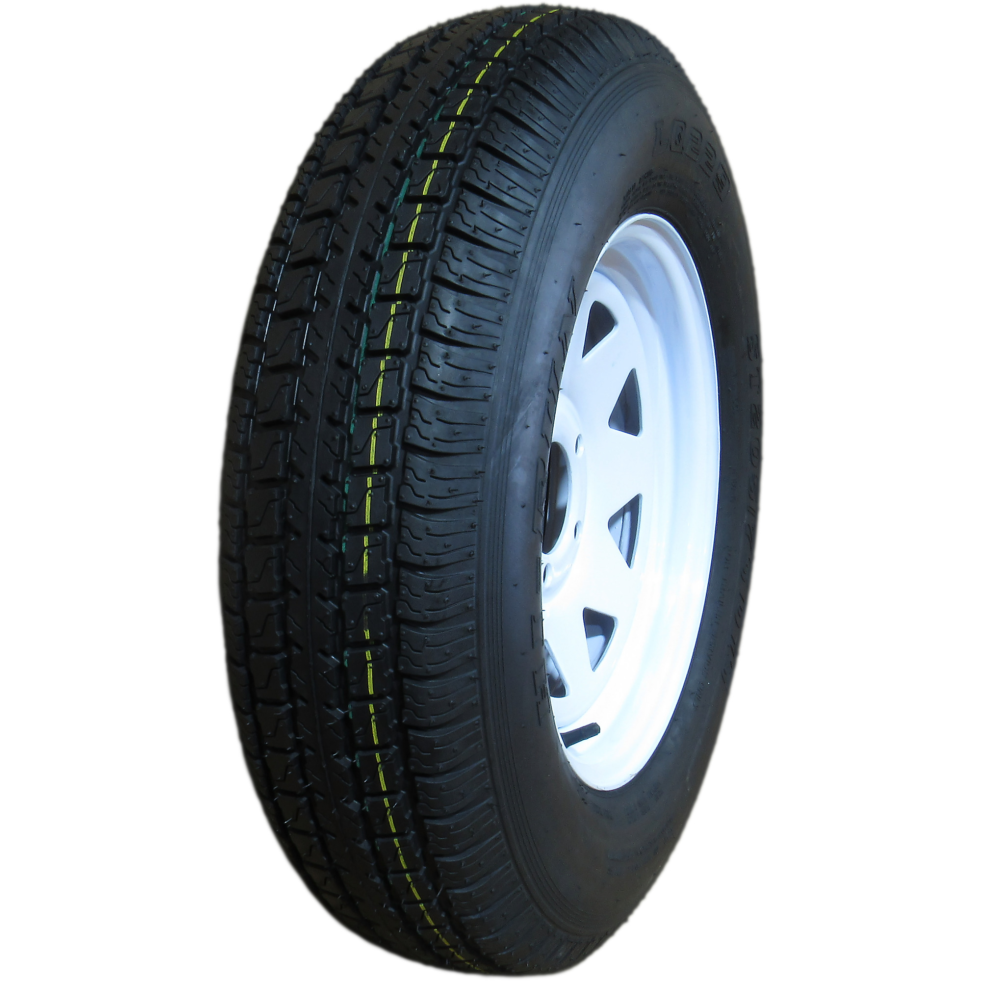 HI-RUN, Highway Trailer Tire Assembly, Bias-Ply, Spoked, Tire Size ST175/80D13 Load Range Rating C, Bolt Holes (qty.) 5 Model ASB1001