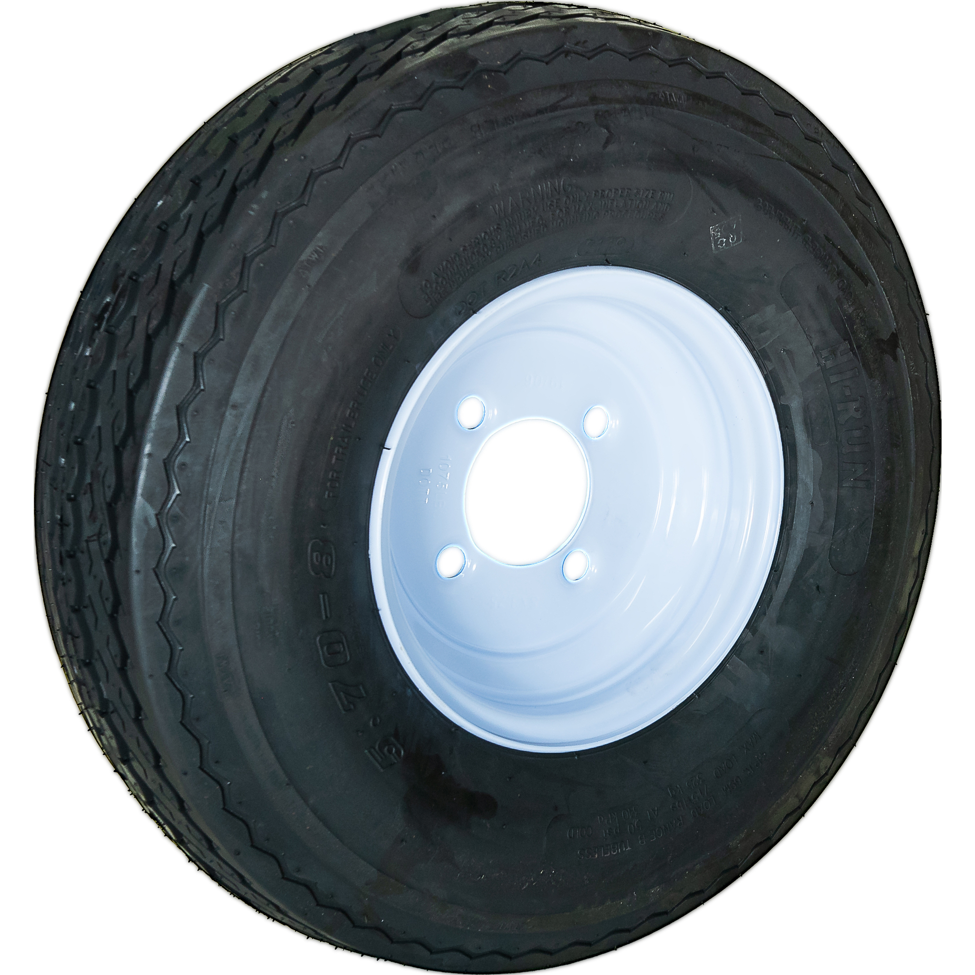 HI-RUN, Highway Trailer Tire Assembly, Bias-Ply, Tire Size 5.70-8 Load Range Rating C, Bolt Holes (qty.) 4 Model ASB1025