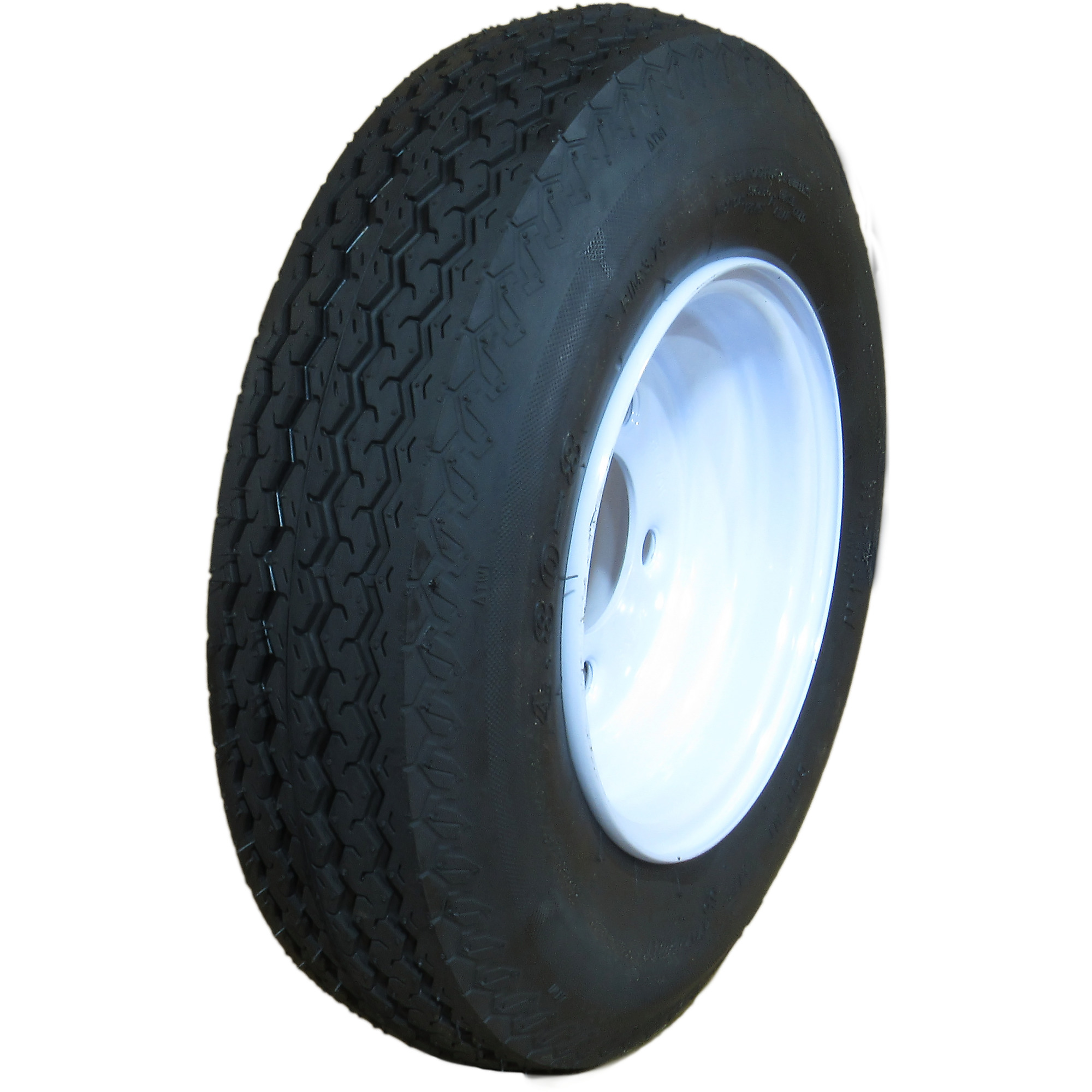 HI-RUN, Highway Trailer Tire Assembly, Bias-Ply, Tire Size 4.80-8 Load Range Rating C, Bolt Holes (qty.) 5 Model ASB1108