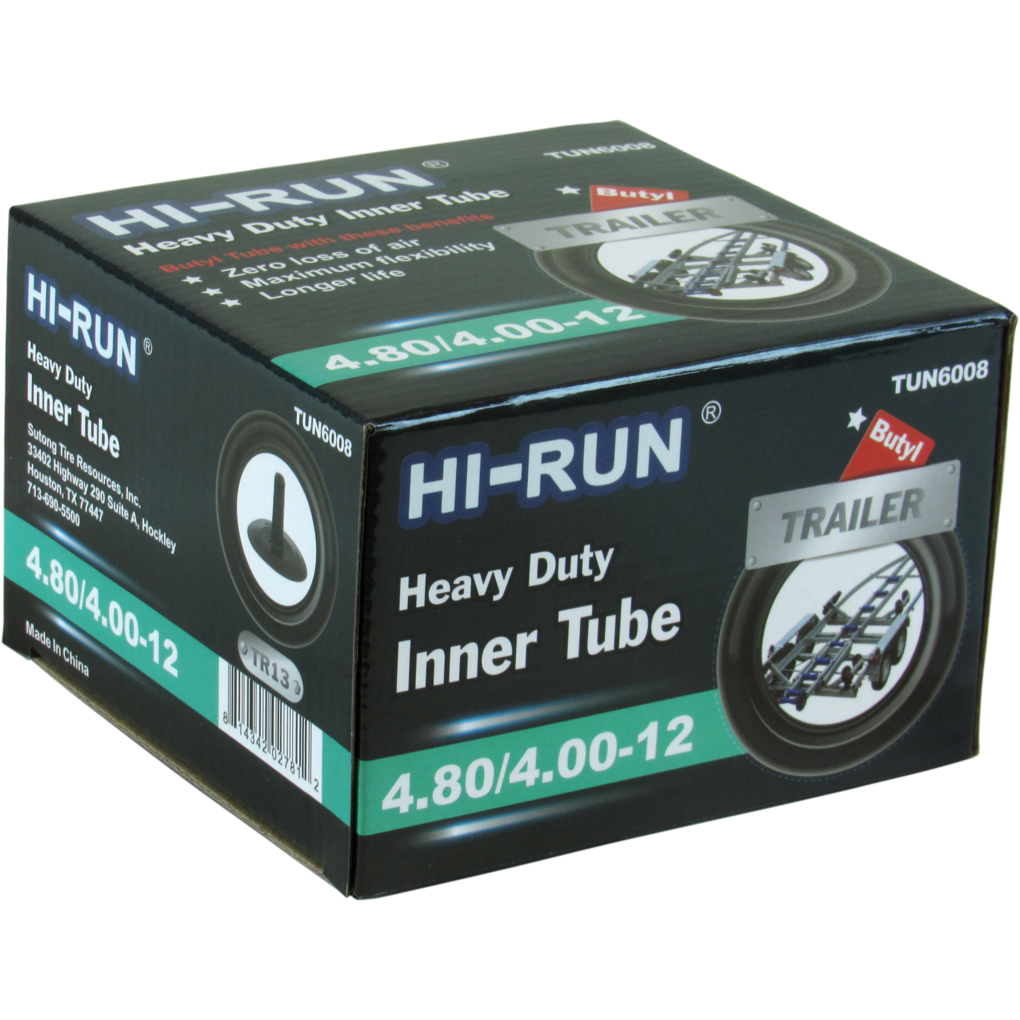 HI-RUN, Tube 4.80/4.00-12 (TR13) Trailer, Fits Rim Size 12 in, Included (qty.) 1 Model TUN6008