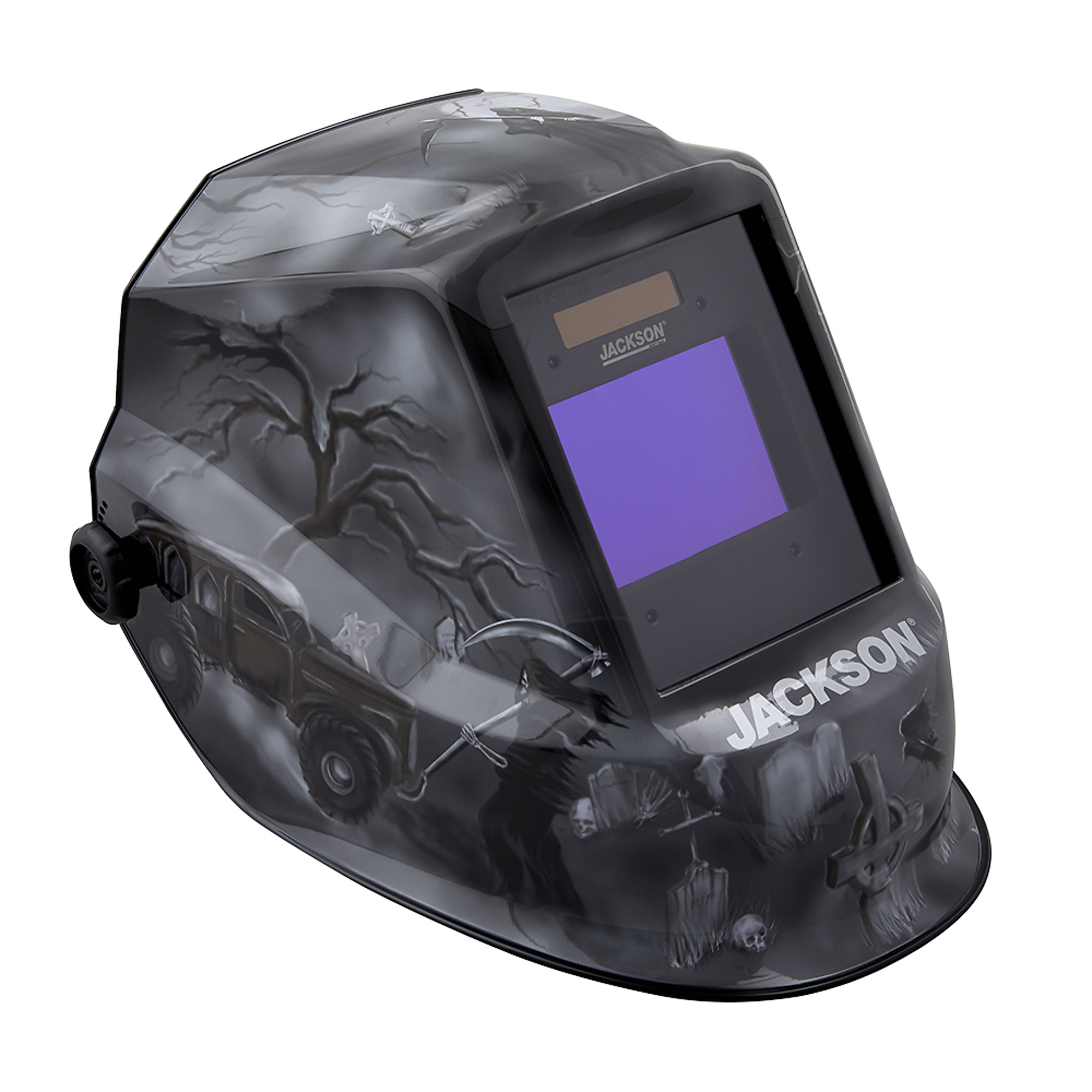 Jackson Safety, 6ft. Under Graphic Premium ADF Welding Helmet, Auto Darkening, Switch Time 1/25,000 sec., Grind Mode, Model 47100