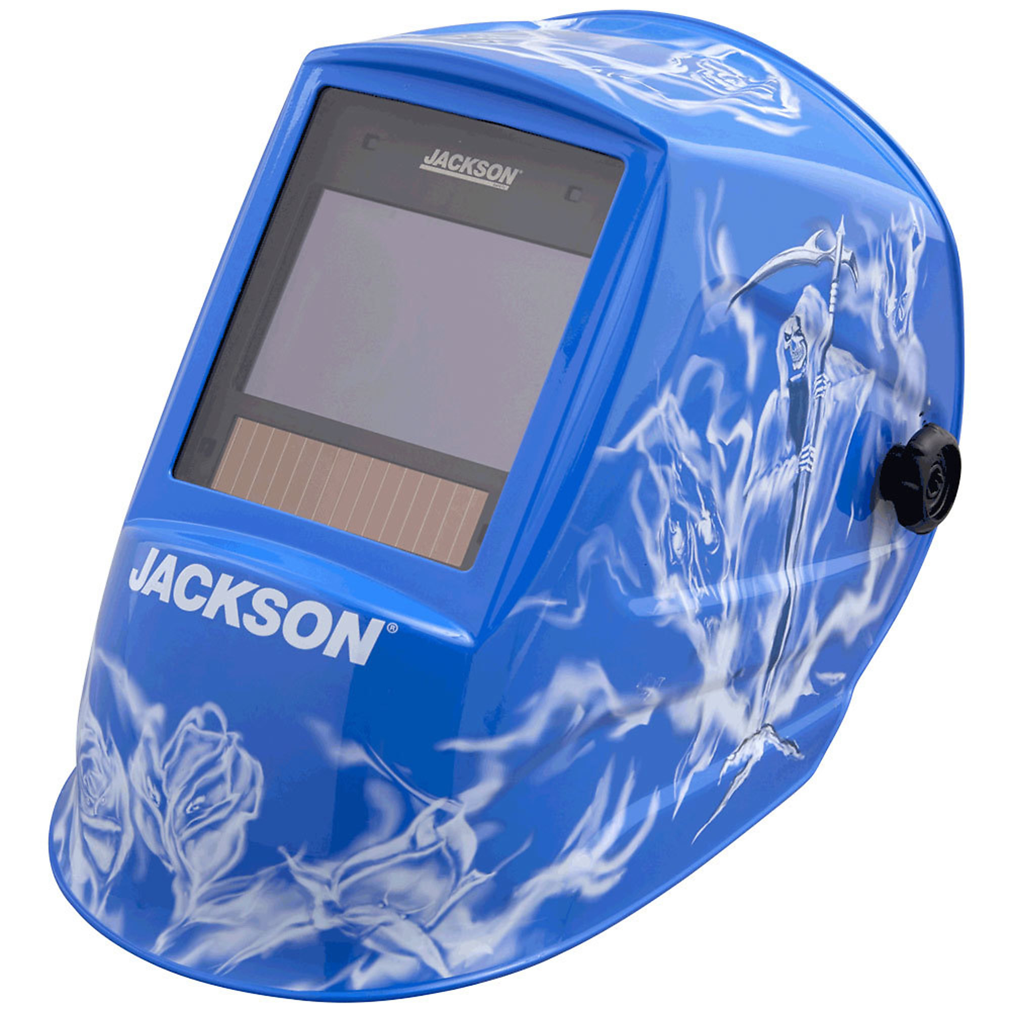 Jackson Safety, Reapers N' Roses Graphic Premium ADF Weld Helmet, Auto Darkening, Switch Time 1/25,000 sec., Grind Mode, Model 47104