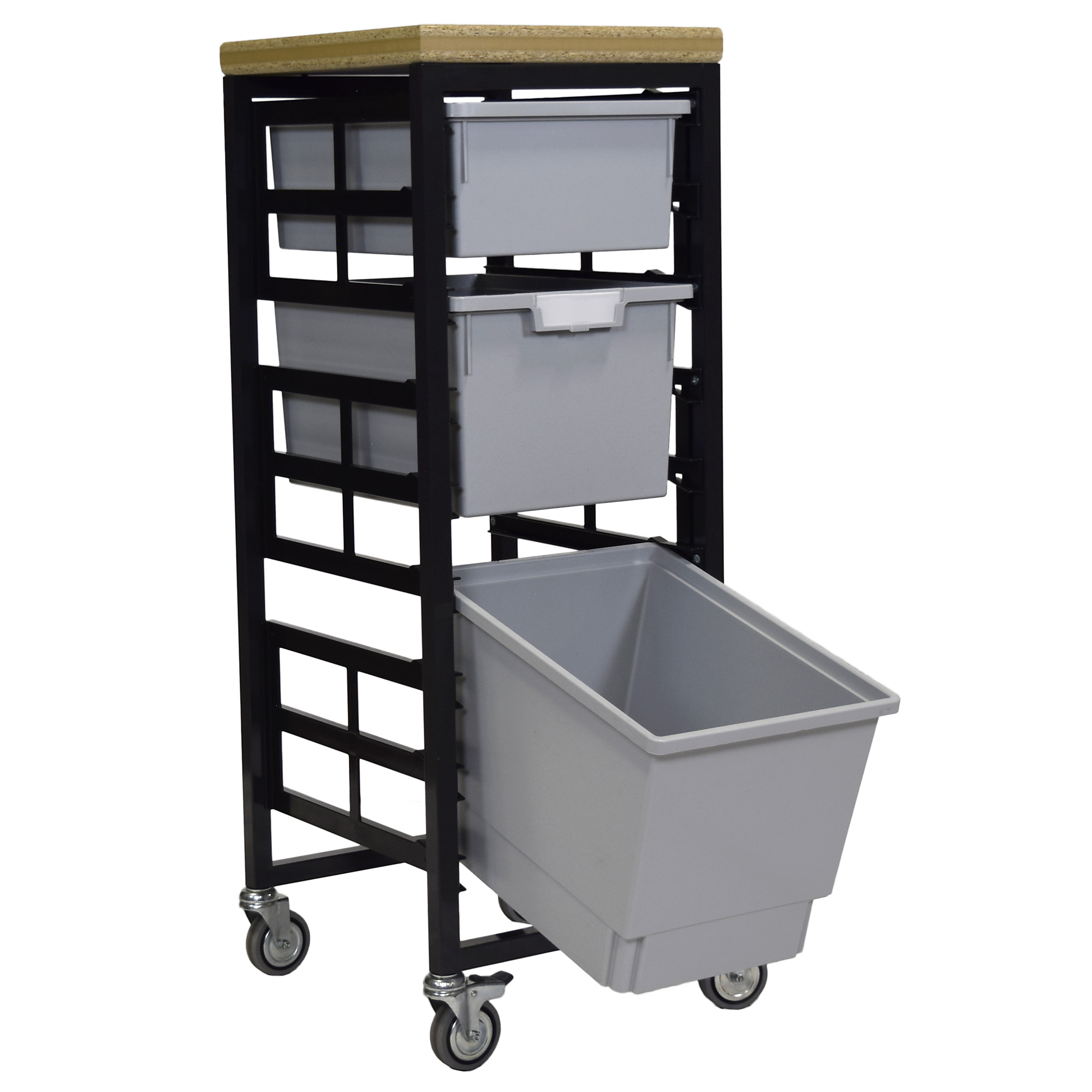 Certwood StorWerks, Mobile Work Station w/Wood Top -3 Trays-Gray, Included (qty.) 3, Material Plastic, Height 3 in, Model CE2097DGGC-1D1T1QLG