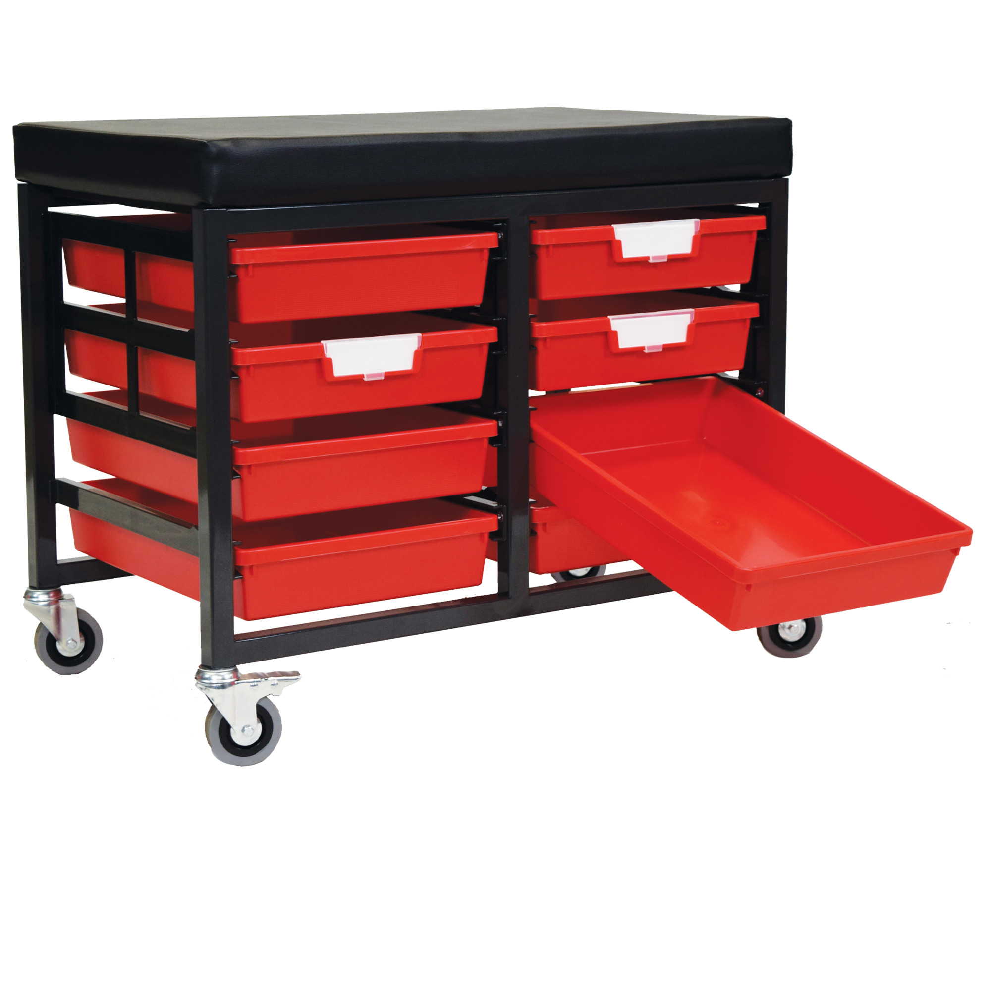 Certwood StorWerks, StorBenchSeat w/ 8 Storsystem Trays and Bins-Red, Included (qty.) 8, Material Plastic, Height 12 in, Model CE2109DGGC-8SPR