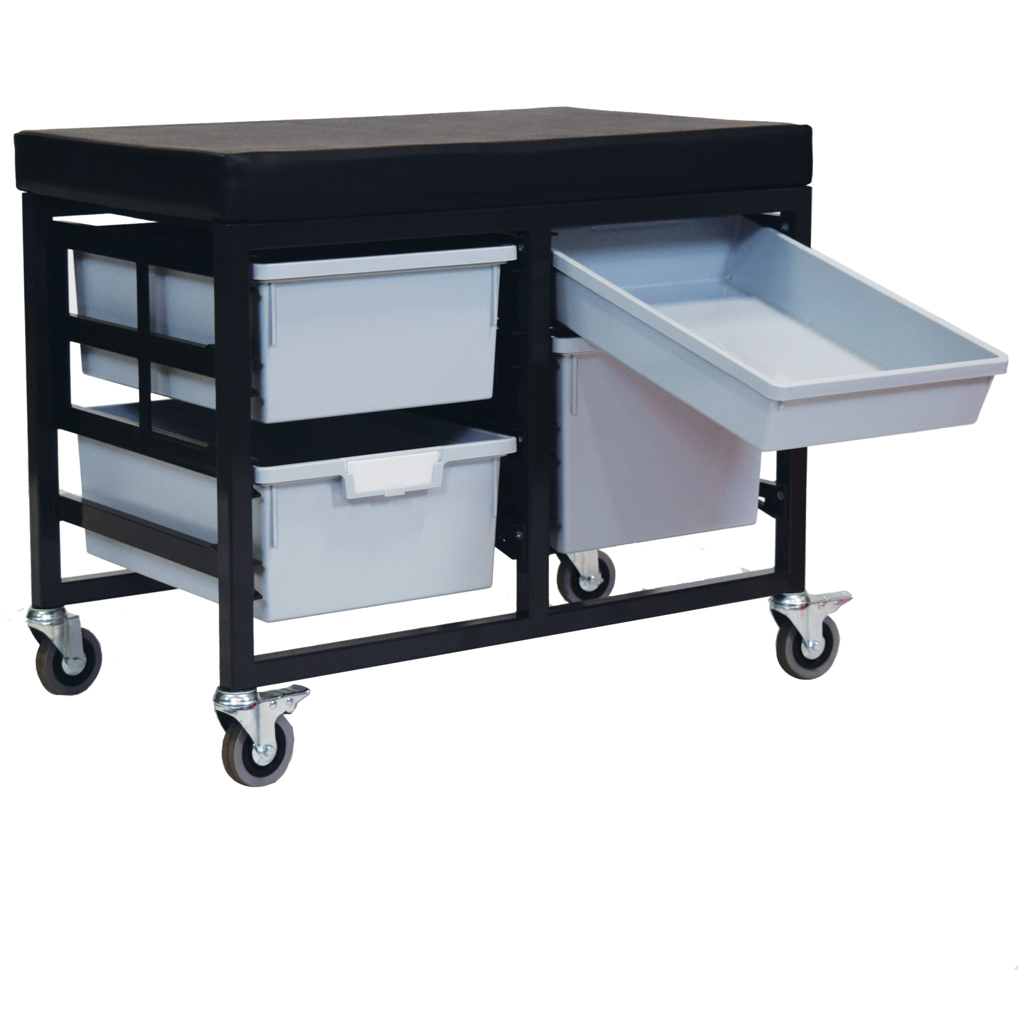 Certwood StorWerks, StorBenchSeat w/ 4 Storsystem Trays and Bins-Gray, Included (qty.) 4, Material Plastic, Height 3 in, Model CE2109DGGC-1S2D1TLG