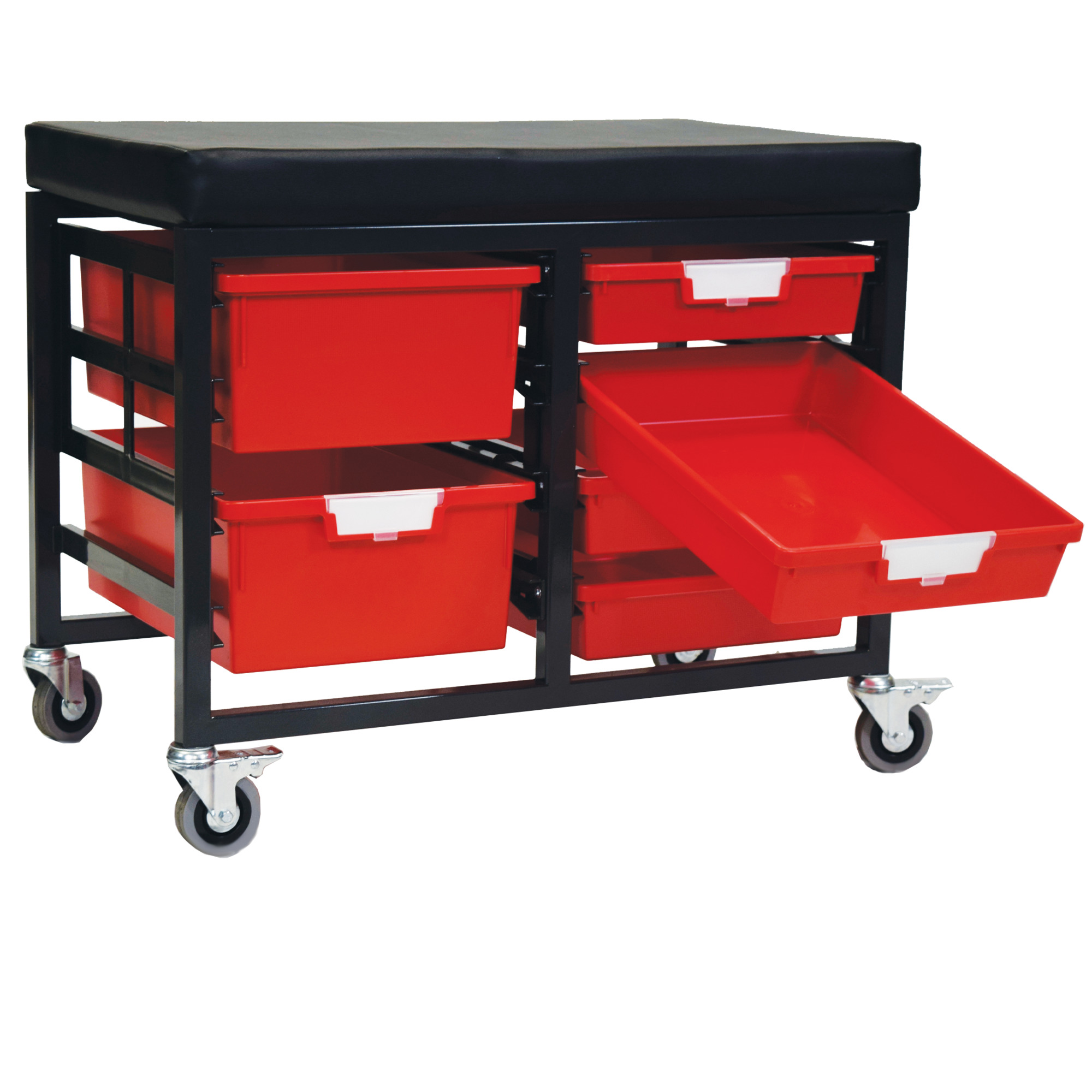 Certwood StorWerks, StorBenchSeat w/ 6 Storsystem Trays and Bins-Red, Included (qty.) 6, Material Plastic, Height 12 in, Model CE2109DGGC-4S2DPR