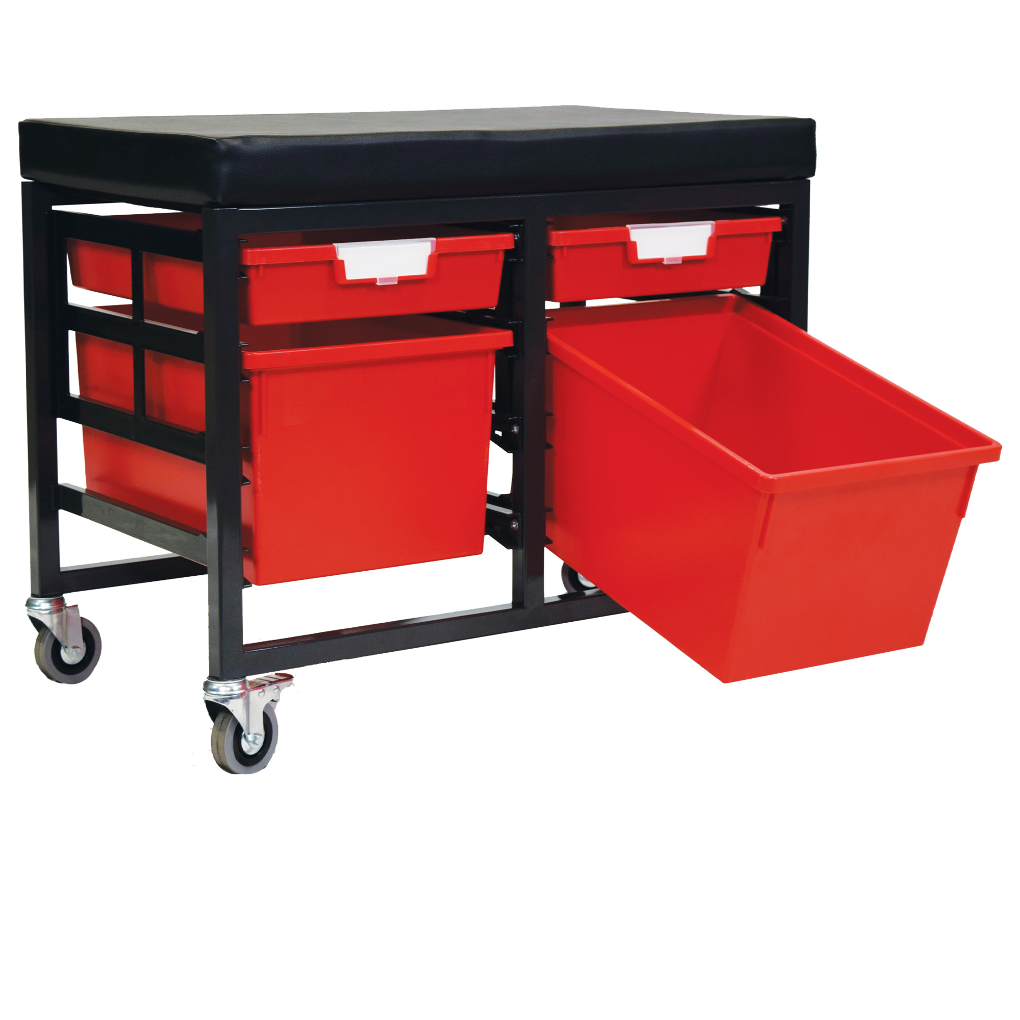 Certwood StorWerks, StorBenchSeat w/ 4 Storsystem Trays and Bins-Red, Included (qty.) 4, Material Plastic, Height 12 in, Model CE2109DGGC-2S2TPR