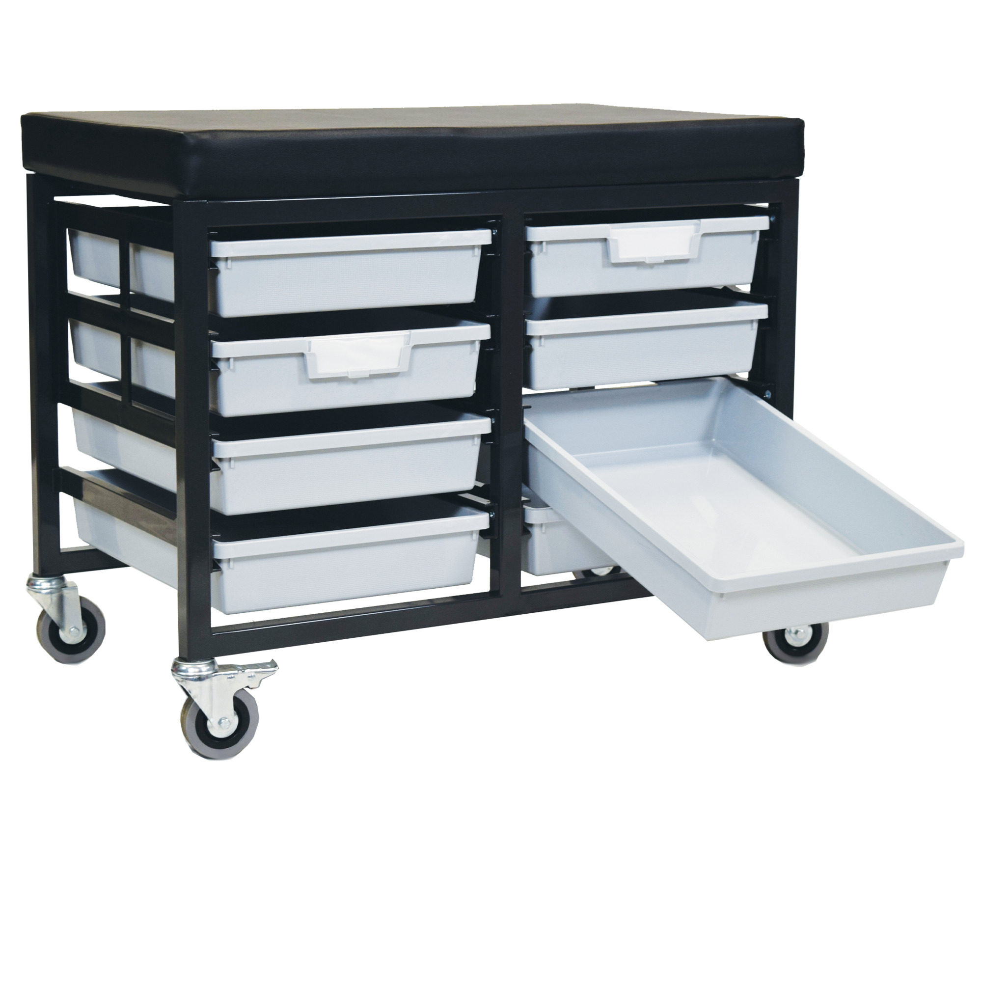 Certwood StorWerks, StorBenchSeat w/ 8 Storsystem Trays and Bins-Gray, Included (qty.) 8, Material Plastic, Height 12 in, Model CE2109DGGC-8SLG