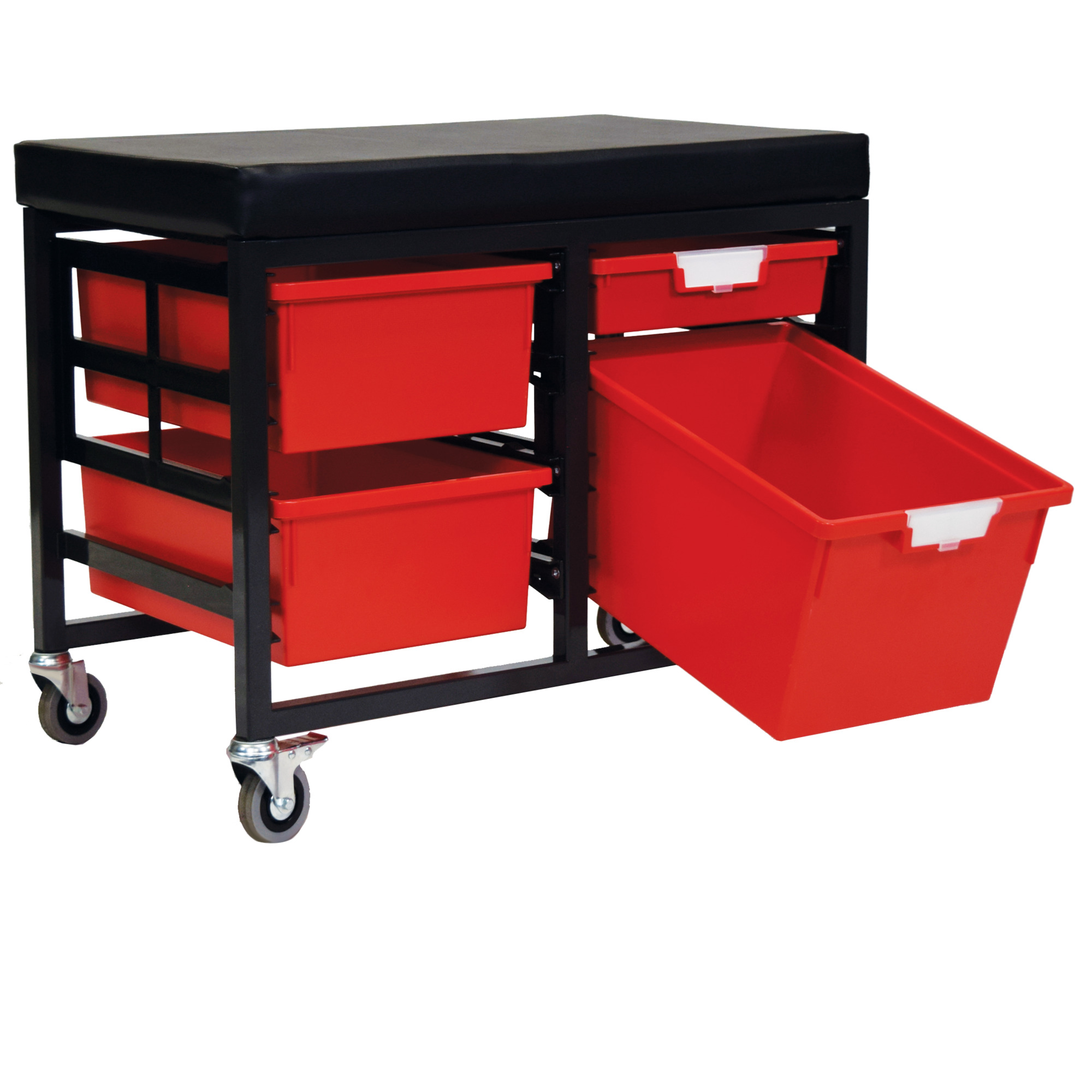 Certwood StorWerks, StorBenchSeat w/ 4 Storsystem Trays and Bins-Red, Included (qty.) 4, Material Plastic, Height 3 in, Model CE2109DGGC-1S2D1TPR