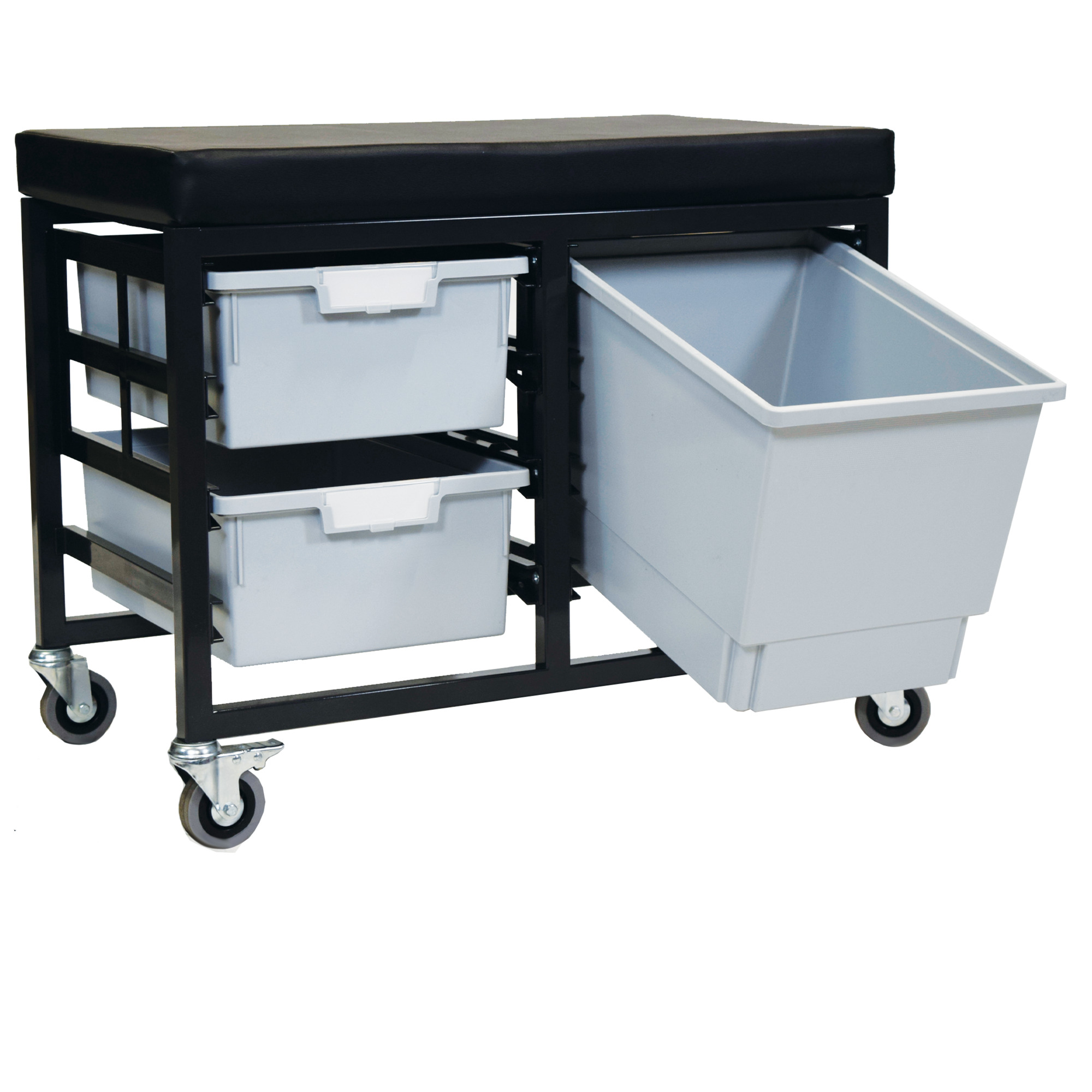 Certwood StorWerks, StorBenchSeat w/ 3 Storsystem Trays and Bins-Gray, Included (qty.) 3, Material Plastic, Height 12 in, Model CE2109DGGC-2D1QLG