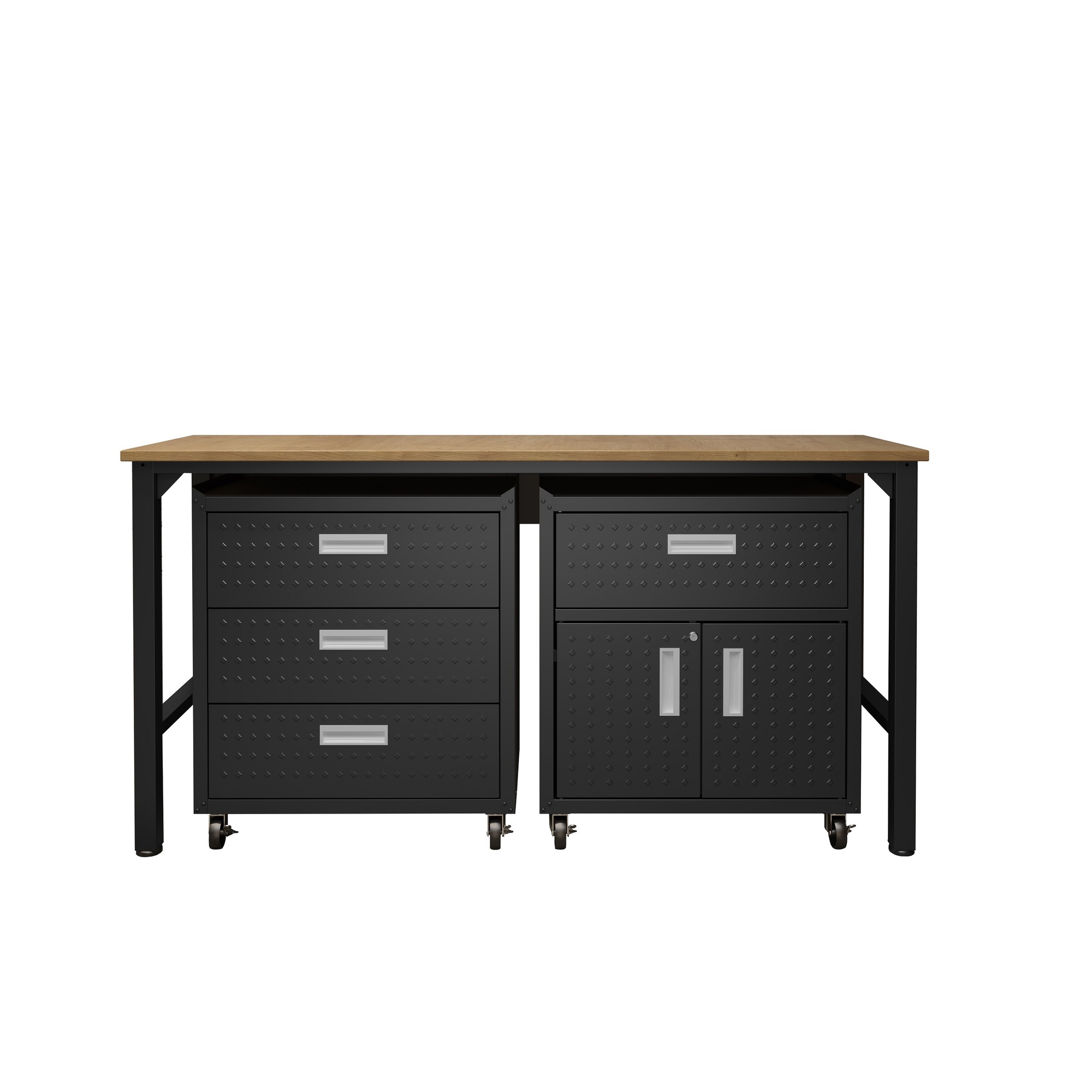 Manhattan Comfort, 3 Pc Fortress Mobile Garage Cabinet Set Charcoal, Width 72.4 in, Height 37.6 in, Depth 20.5 in, Model 18GMC