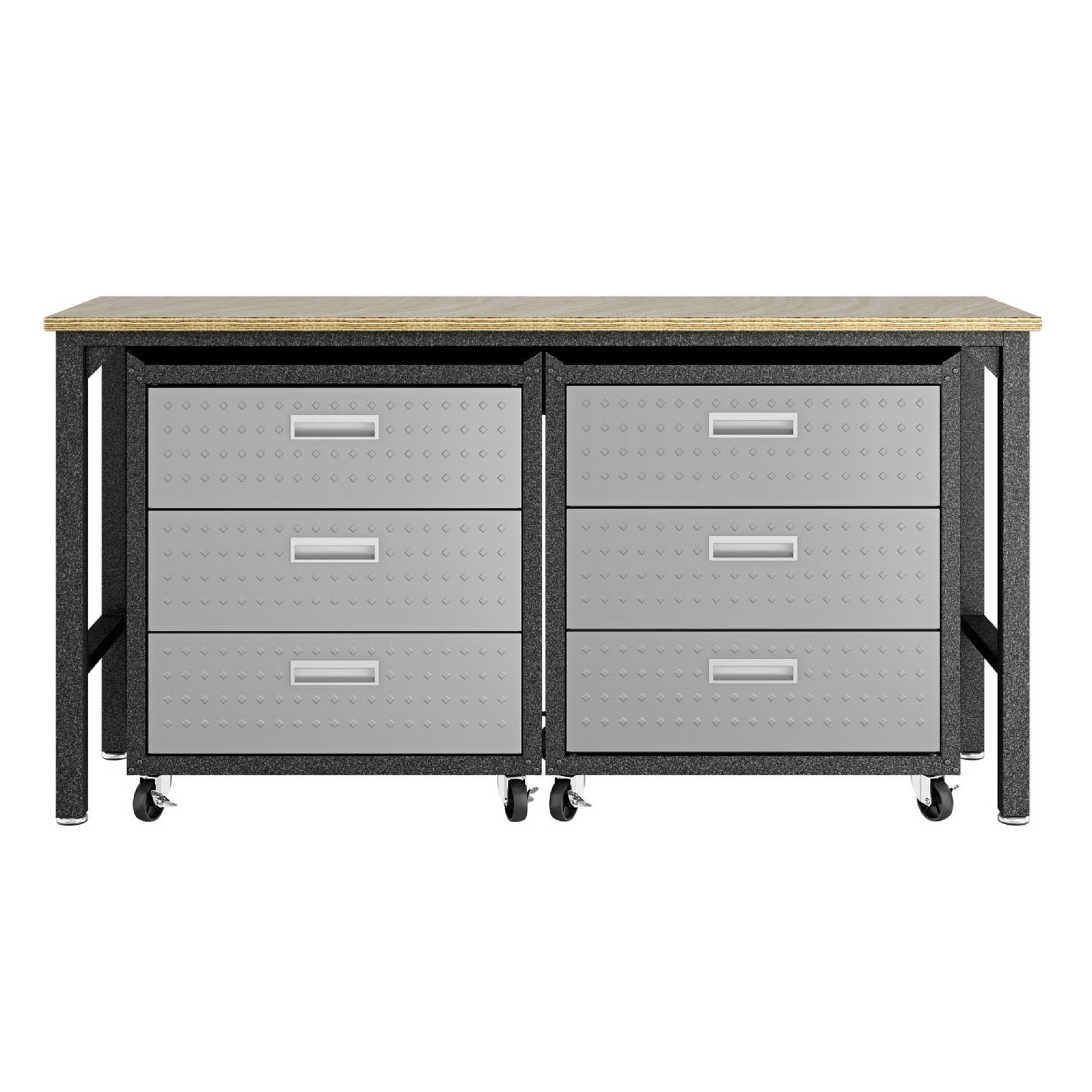 Manhattan Comfort, 3 Pc Fortress Mobile Garage Cabinet Set in Grey, Width 72.4 in, Height 37.6 in, Depth 20.5 in, Model 19GMC