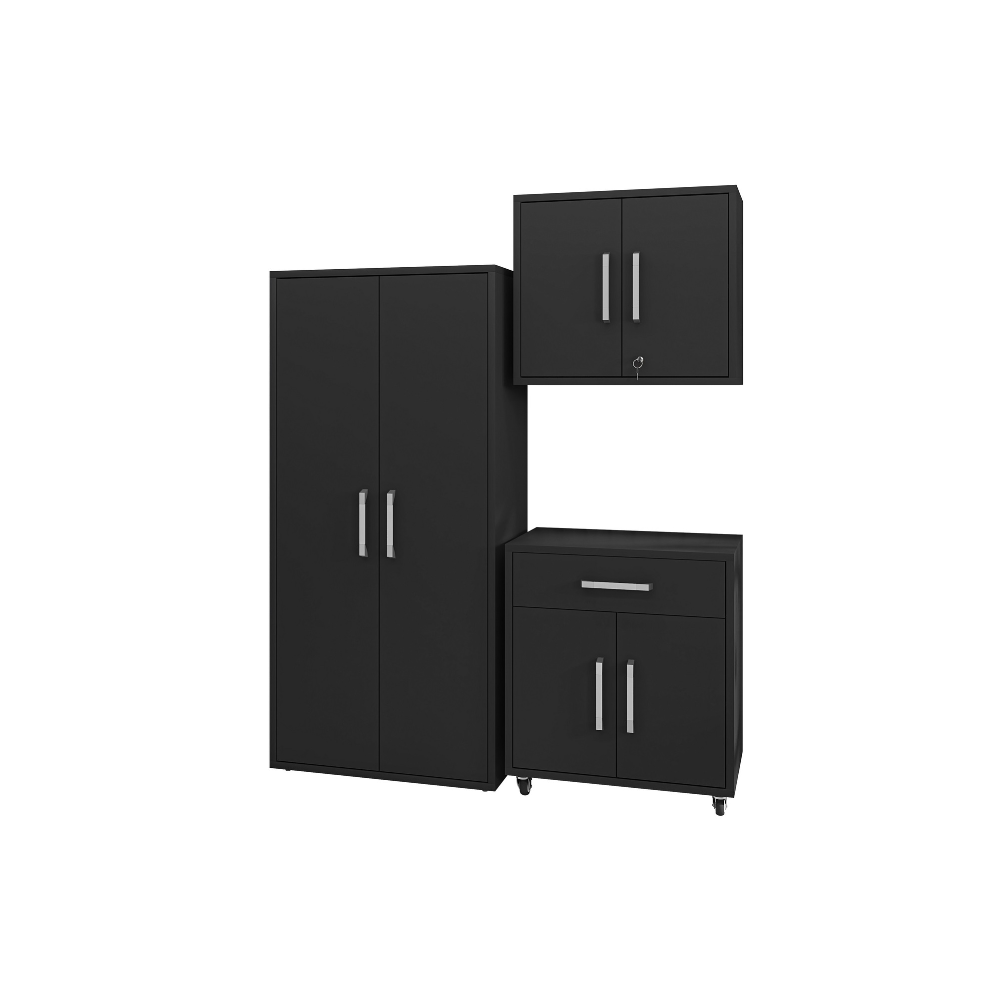 Manhattan Comfort, Eiffel 3-Piece Garage Set in Matte Black, Width 63.78 in, Height 73.43 in, Depth 17.72 in, Model 3-255BMC