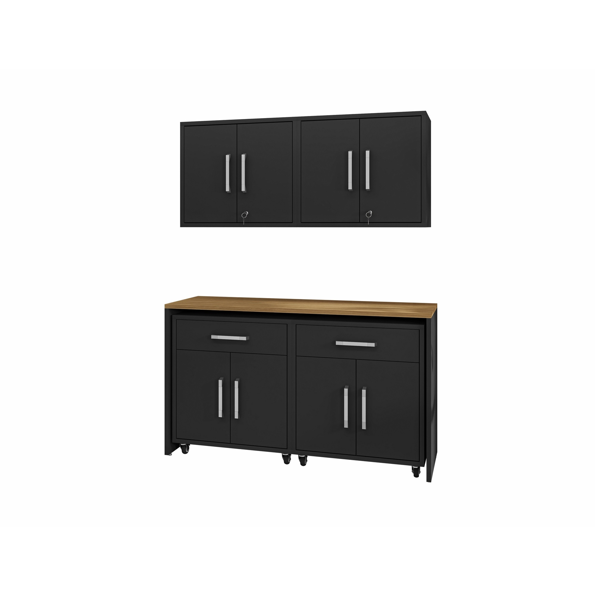 Manhattan Comfort, Eiffel 5 Piece Garage Set in Matte Black, Width 59.84 in, Height 61.81 in, Depth 19.69 in, Model 5-260BMC