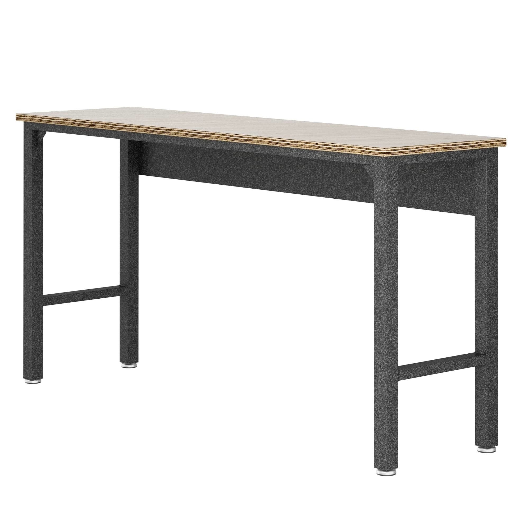 Manhattan Comfort, Fortress Garage Table in Natural Wood in Steel, Width 72.4 in, Height 37.6 in, Depth 20.5 in, Model 6GMC