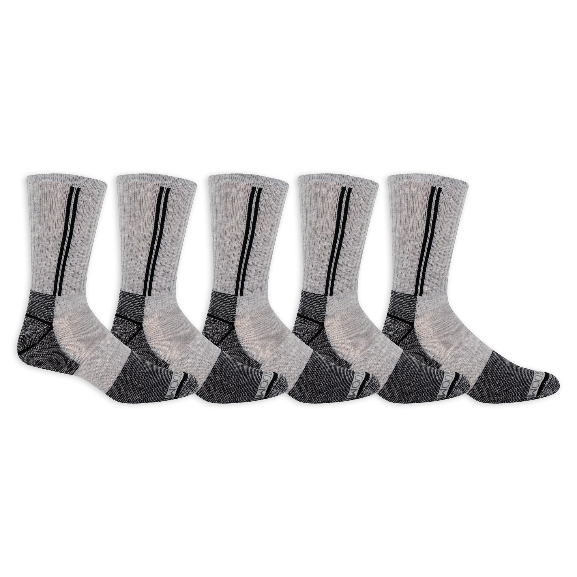Fruit of the Loom, MENS WORK GEAR CREW SOCK 5 PAIR PACK, Size M, Pairs (qty.) 5, Color Gray, Model FRM10542C