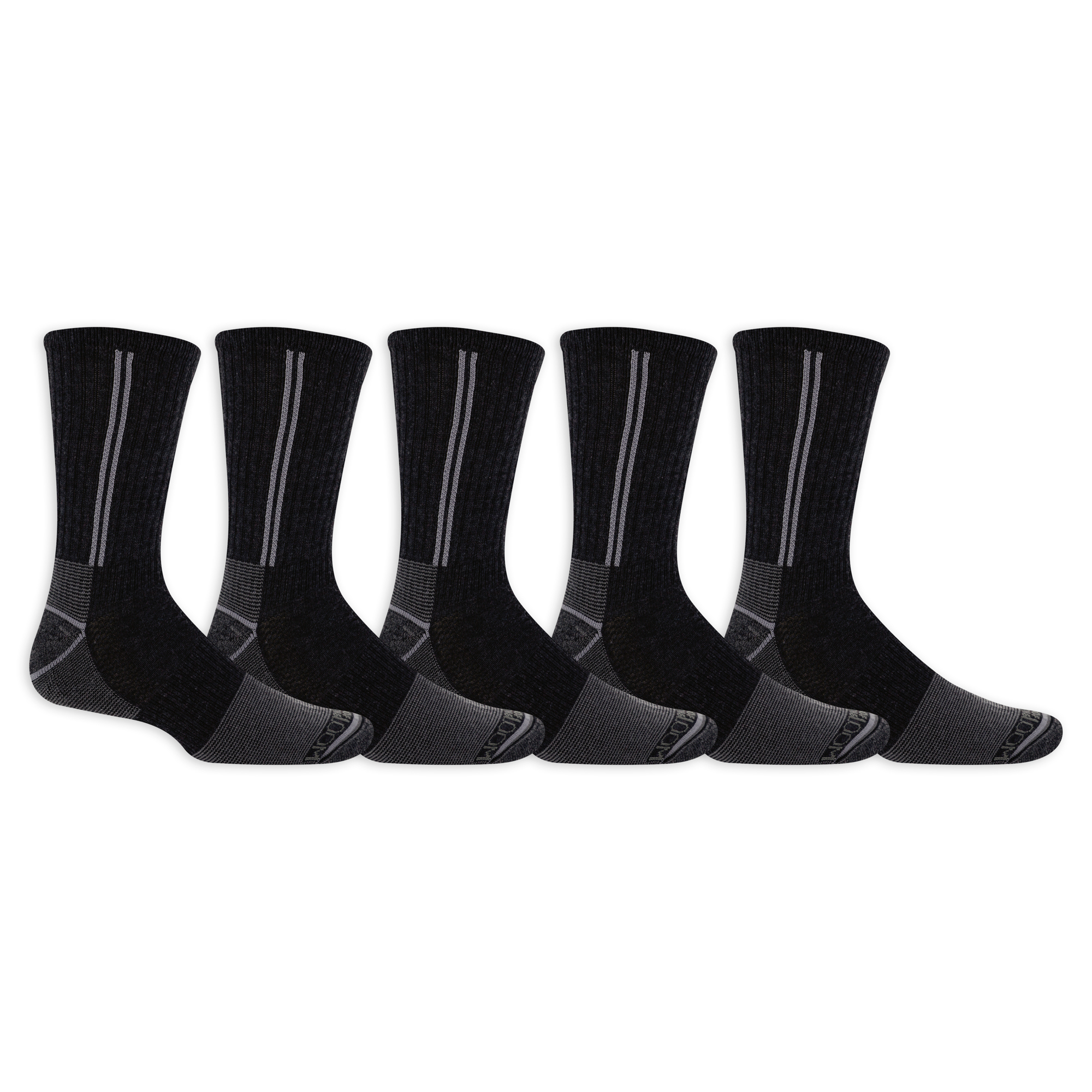 Fruit of the Loom, MENS WORK GEAR CREW SOCK 5 PAIR PACK, Size M, Pairs (qty.) 5, Color Black, Model FRM10542C