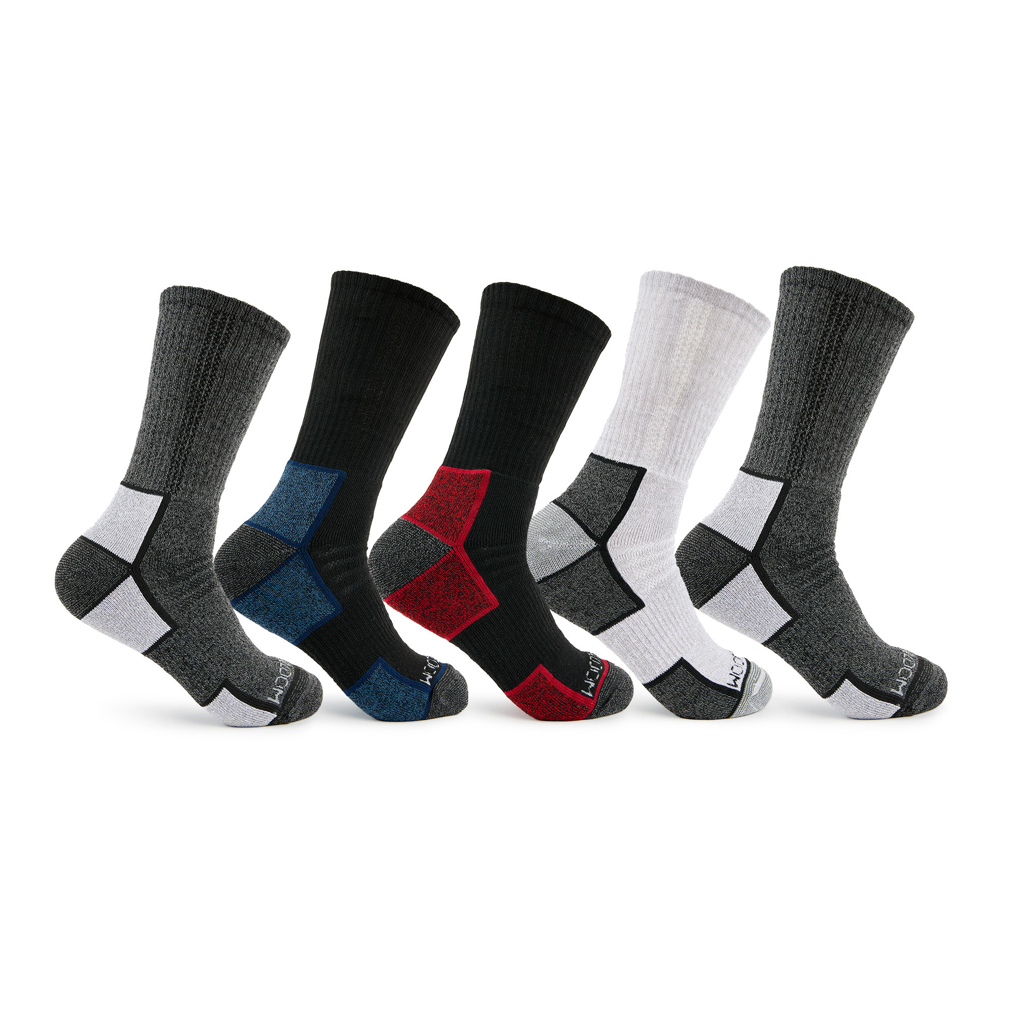 Fruit of the Loom, MENS WORK GEAR CREW SOCK 5 PAIR PACK, Size M, Pairs (qty.) 5, Color Assorted, Model FRM10650C