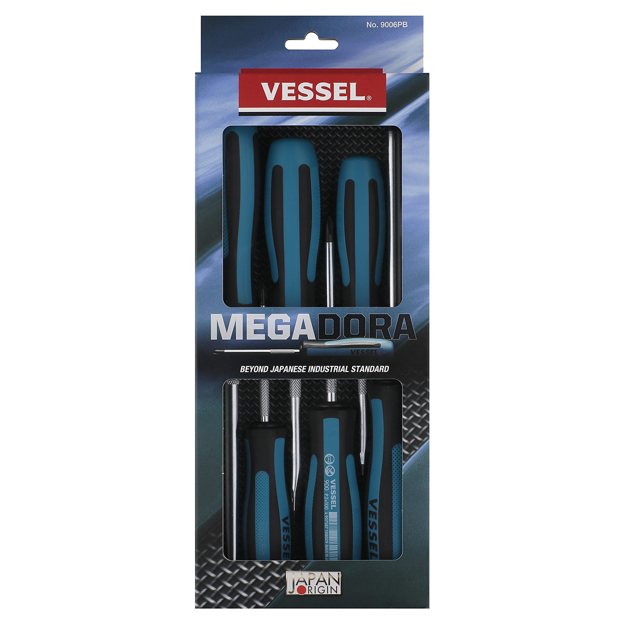 Vessel, MEGADORA JAWSFIT Screwdriver 6Piece Set, Drive Type Combination, Model 9006PB