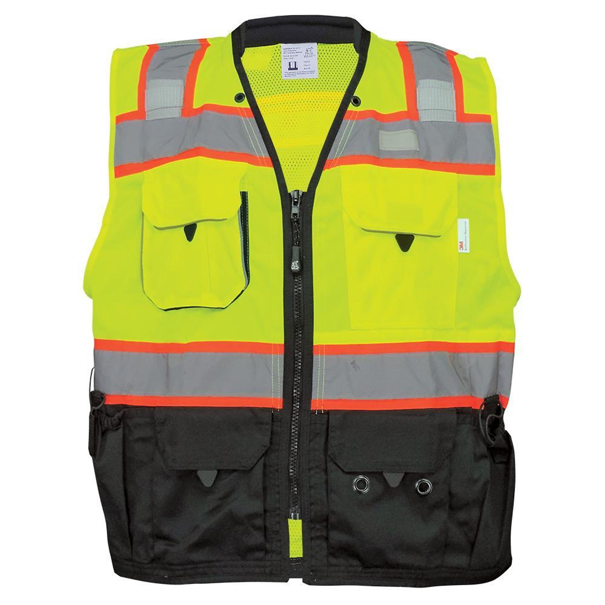 FrogWear Surveyors Safety Vest, L, Yellow/Green, Model GLO-099-L