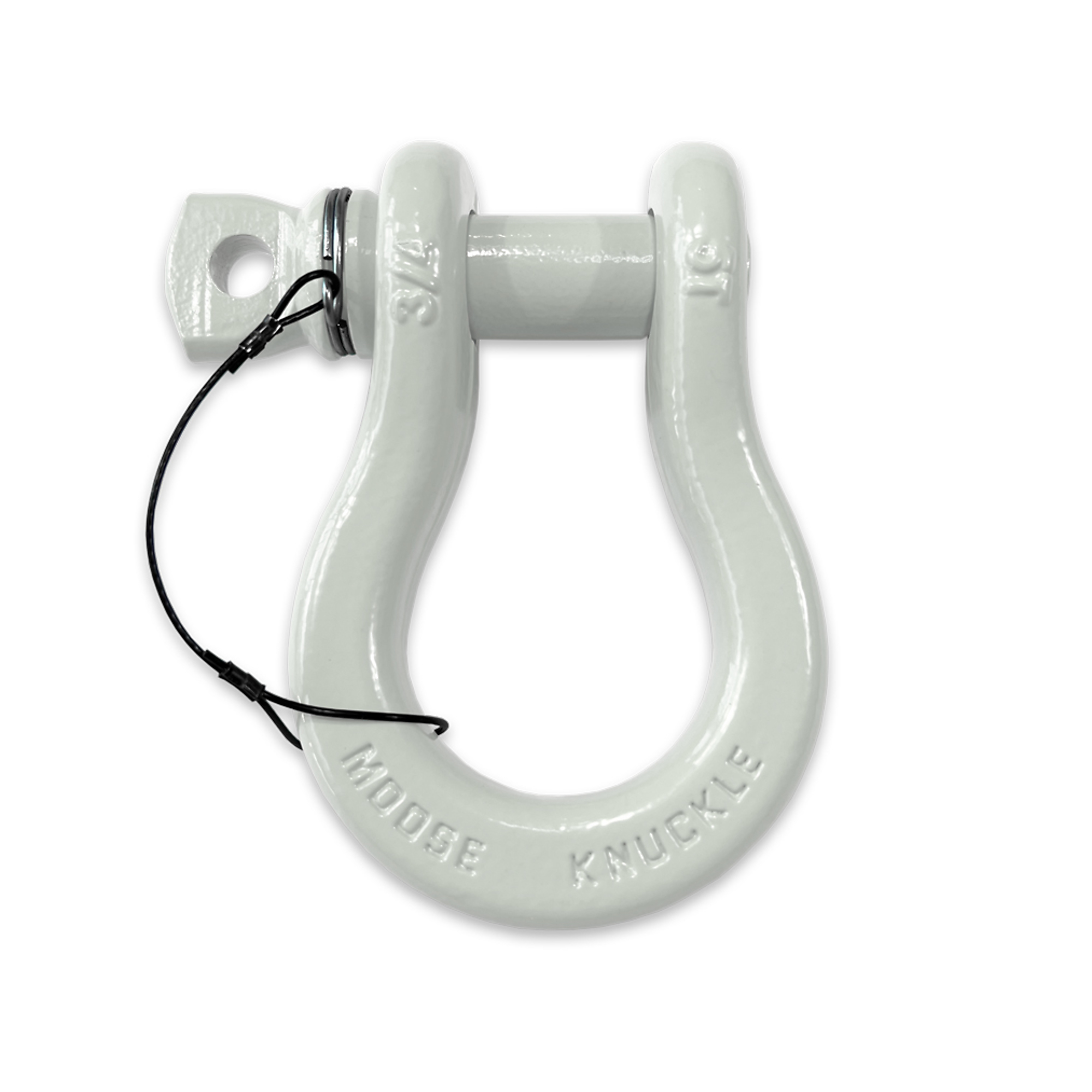 Moose Knuckle Offroad, Pure White Recovery Tow Lanyard Spin Pin 3/4 Shackle, Working Load Limit 10000 lb, Model FN000023-003