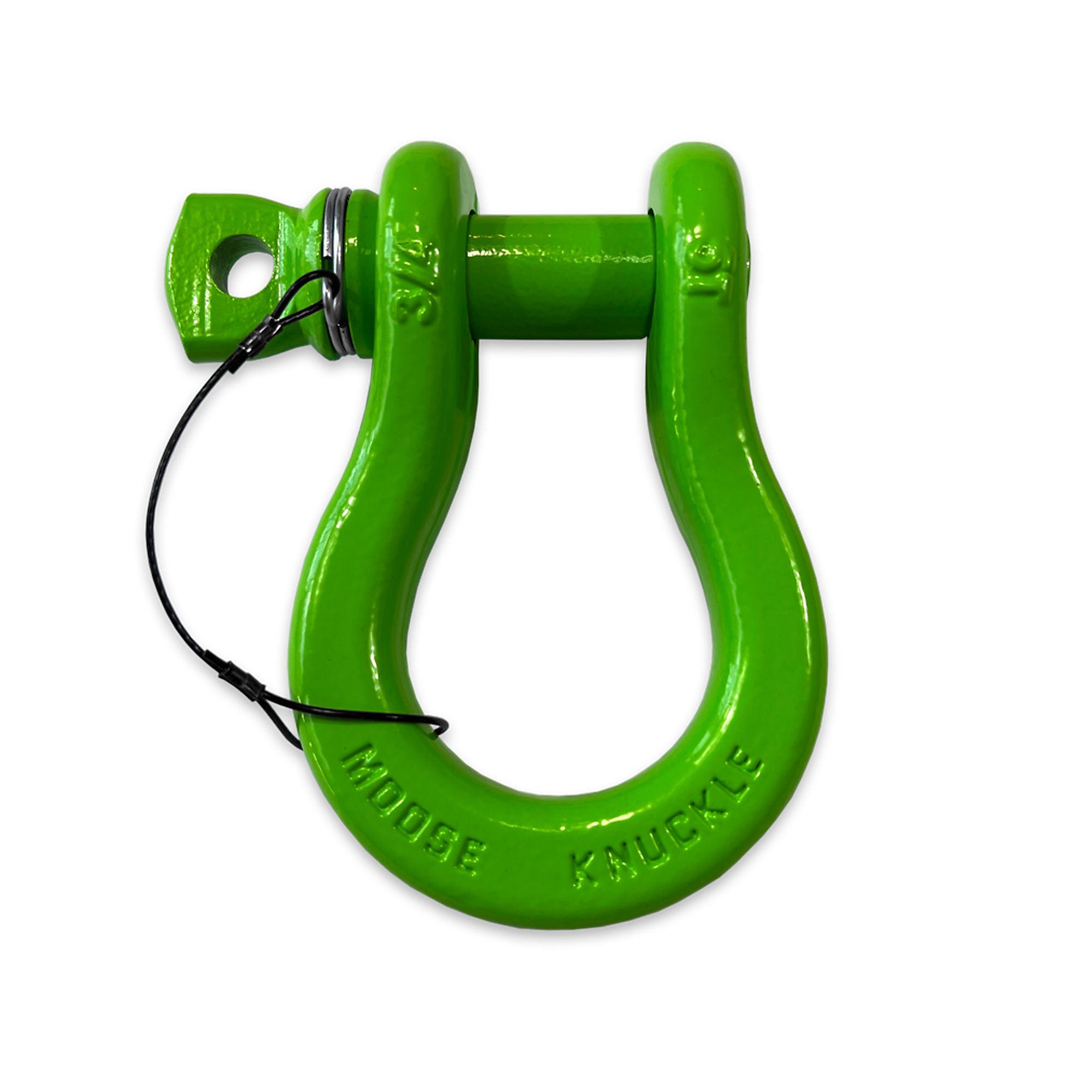 Moose Knuckle Offroad, Sublime Green Recovery Tow Lanyard Spin Pin 3/4 Shackle, Working Load Limit 10000 lb, Model FN000023-006