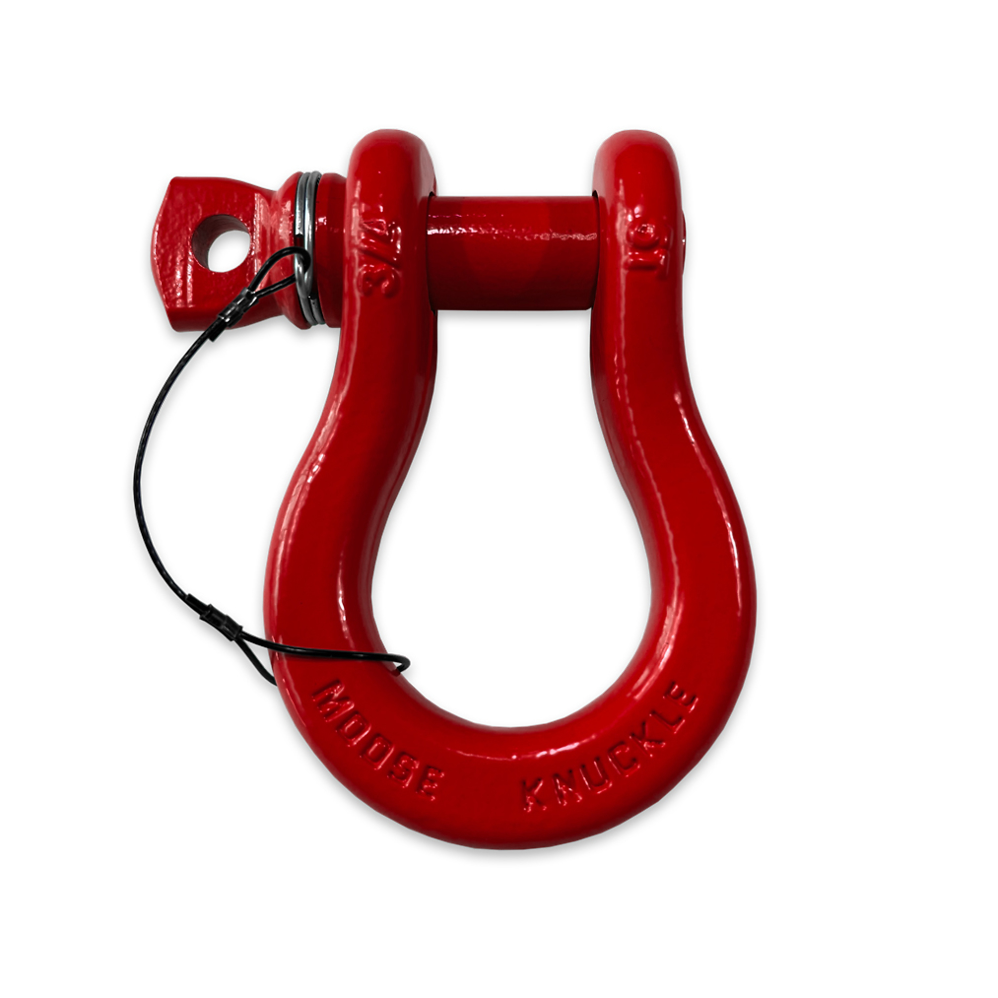 Moose Knuckle Offroad, Flame Red Recovery Towing Lanyard Spin Pin 3/4 Shackle, Working Load Limit 10000 lb, Model FN000023-009