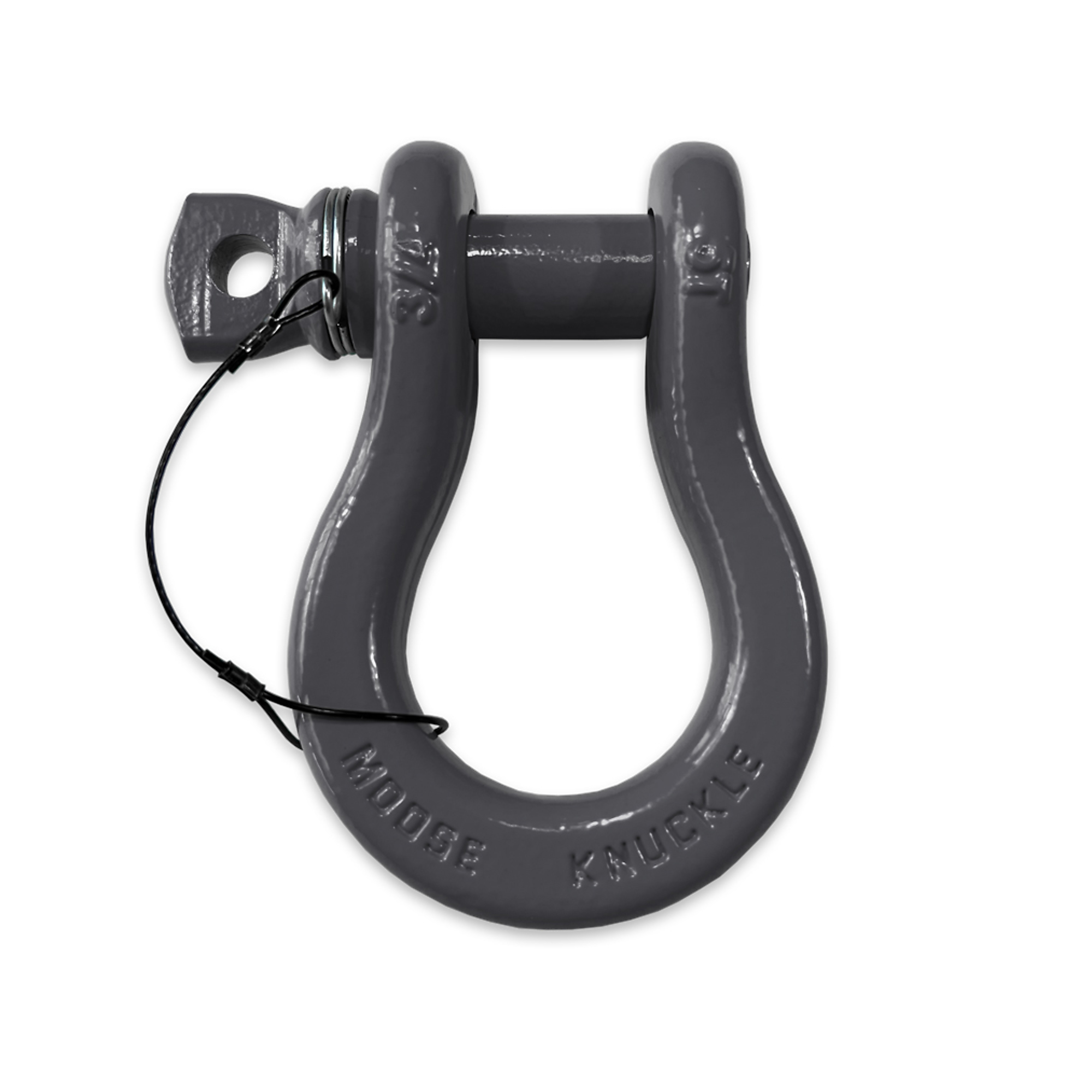 Moose Knuckle Offroad, Gun Gray Recovery Towing Lanyard Spin Pin 3/4 Shackle, Working Load Limit 10000 lb, Model FN000023-002