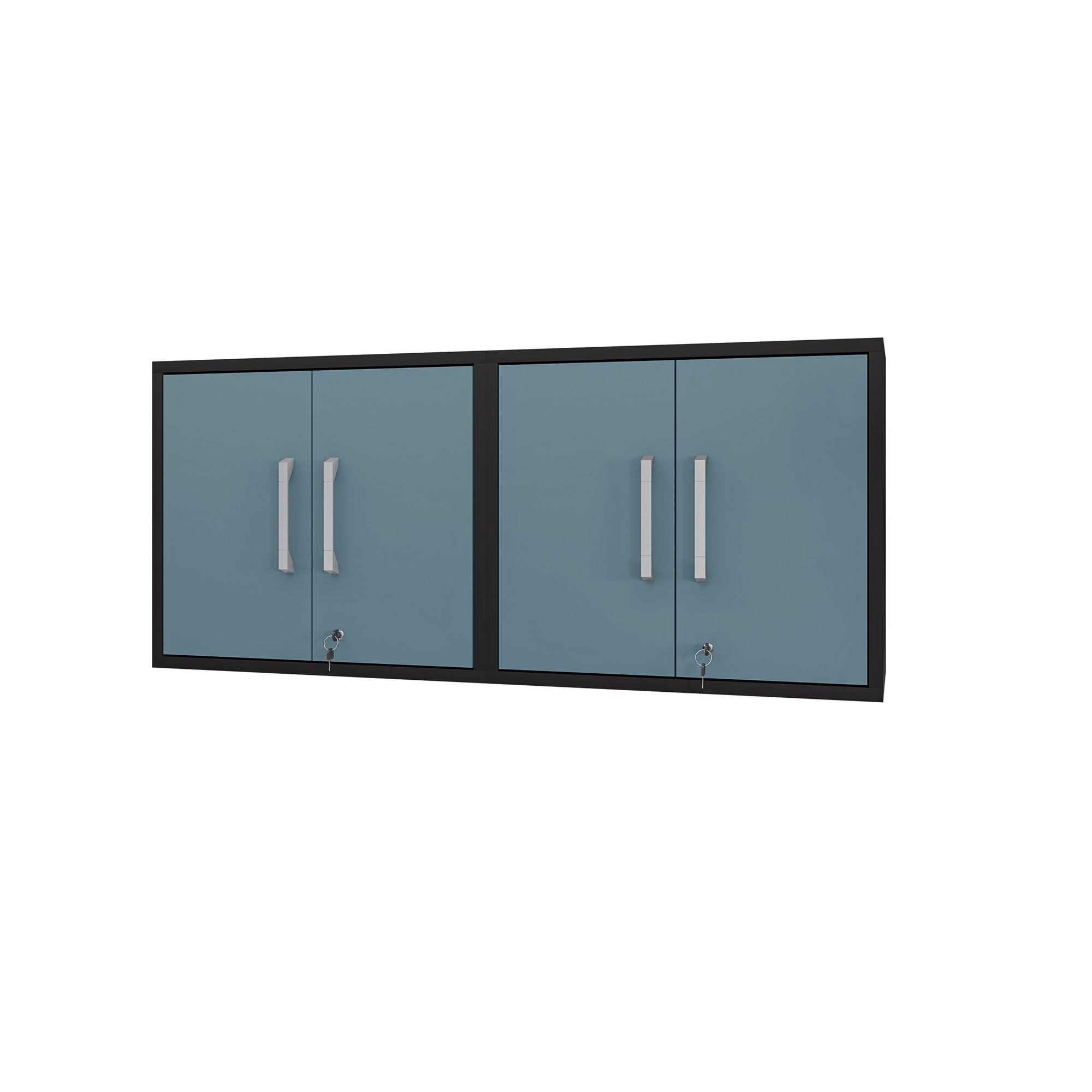 Manhattan Comfort, Eiffel Floating Garage Cabinet Black Aqua Set of 2 Height 25.59 in, Width 56.7 in, Color Blue, Model 2-251BMC