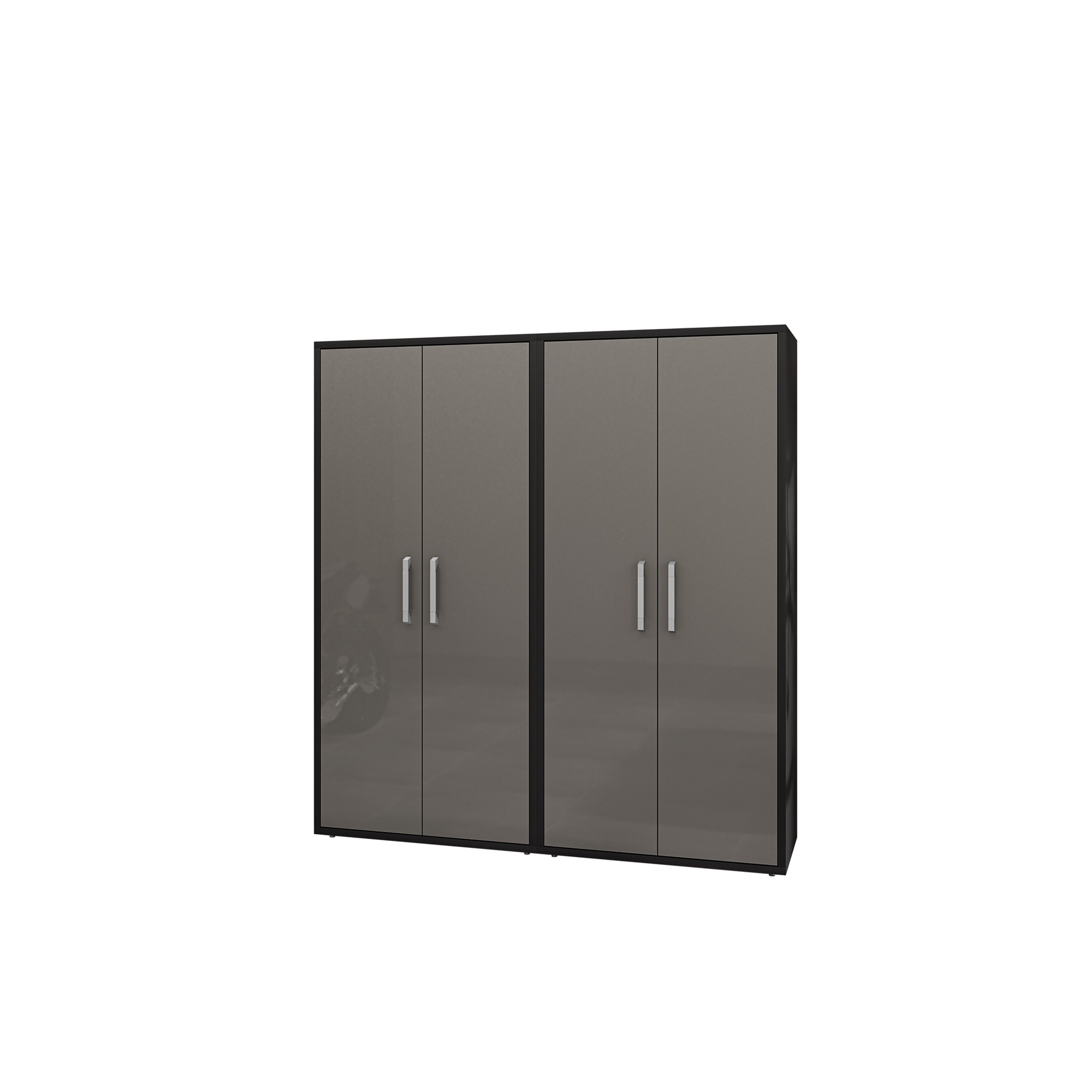 Manhattan Comfort, Eiffel Storage Cabinet in Black and Grey, Set of 2 Height 73.43 in, Width 70.86 in, Color Gray, Model 2-250BMC