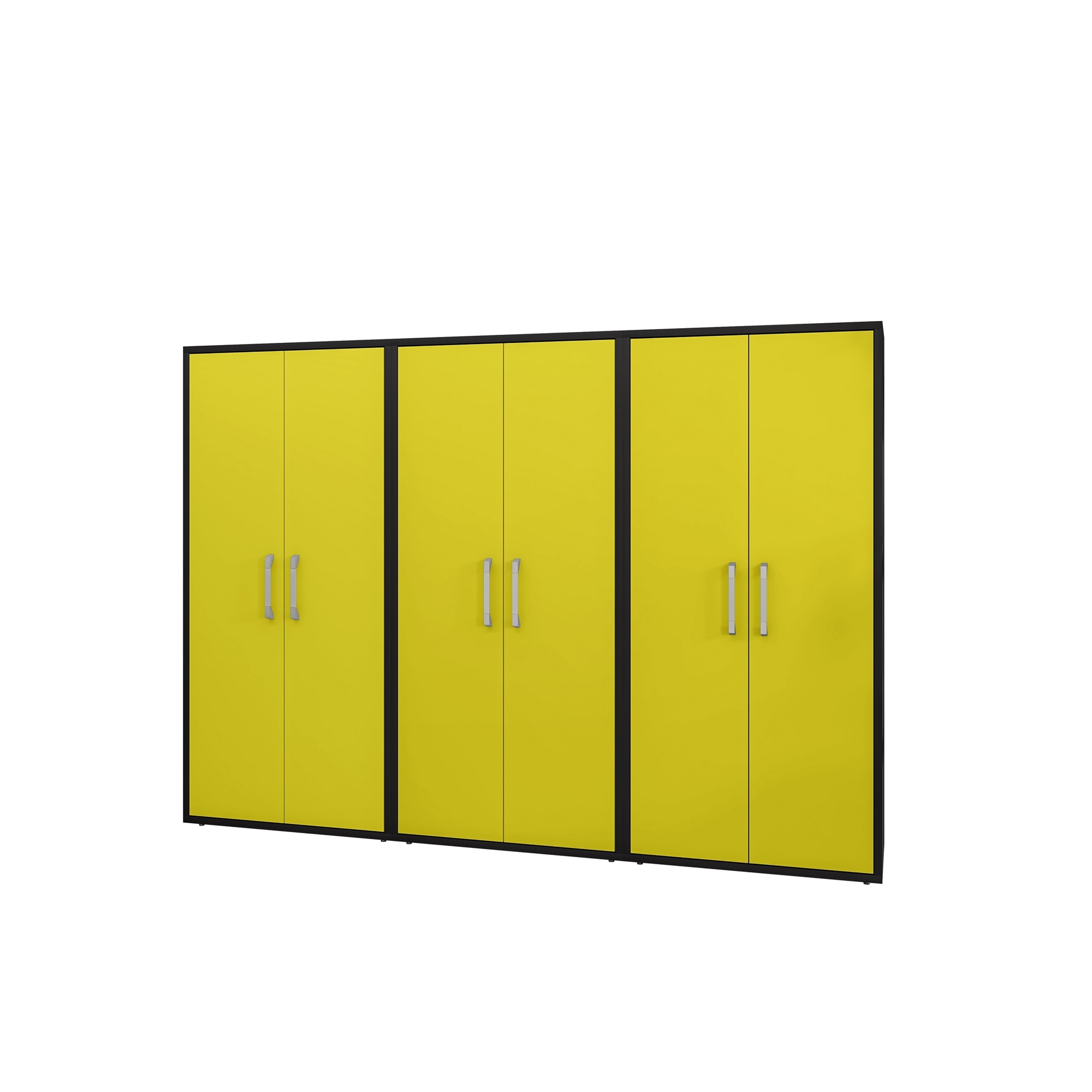 Manhattan Comfort, Eiffel Storage Cabinet Black and Yellow, Set of 3 Height 73.43 in, Width 106.29 in, Color Yellow, Model 3-250BMC