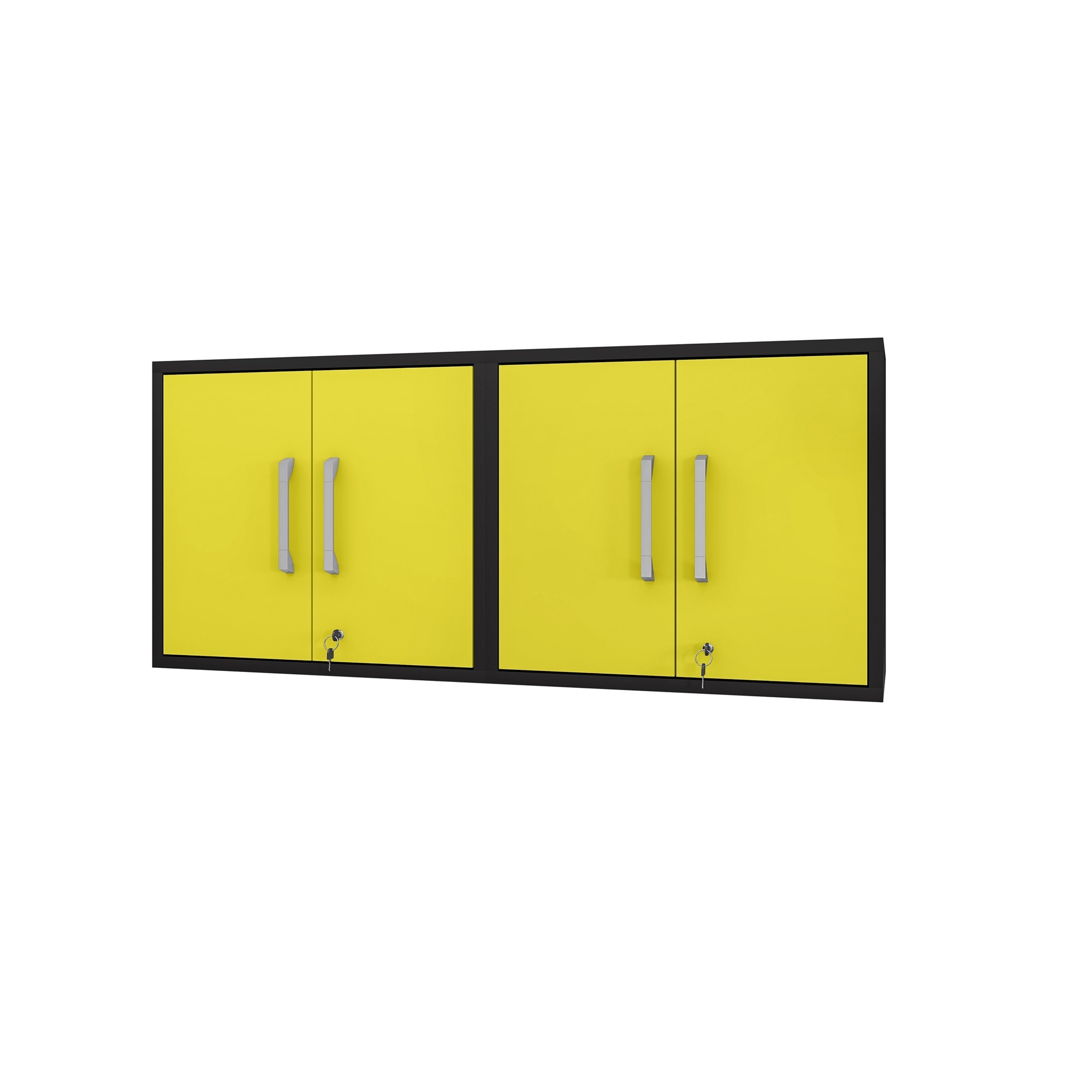 Manhattan Comfort, Eiffel Floating Garage Cabinet Black Yellow Set 2 Height 25.59 in, Width 56.7 in, Color Yellow, Model 2-251BMC