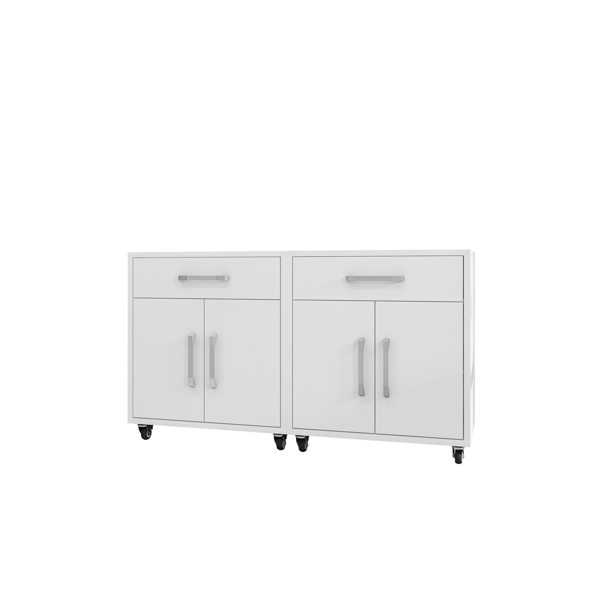 Manhattan Comfort, Eiffel Mobile Garage Cabinet in White Set of 2 Height 34.41 in, Width 56.7 in, Color White, Model 2-252BMC