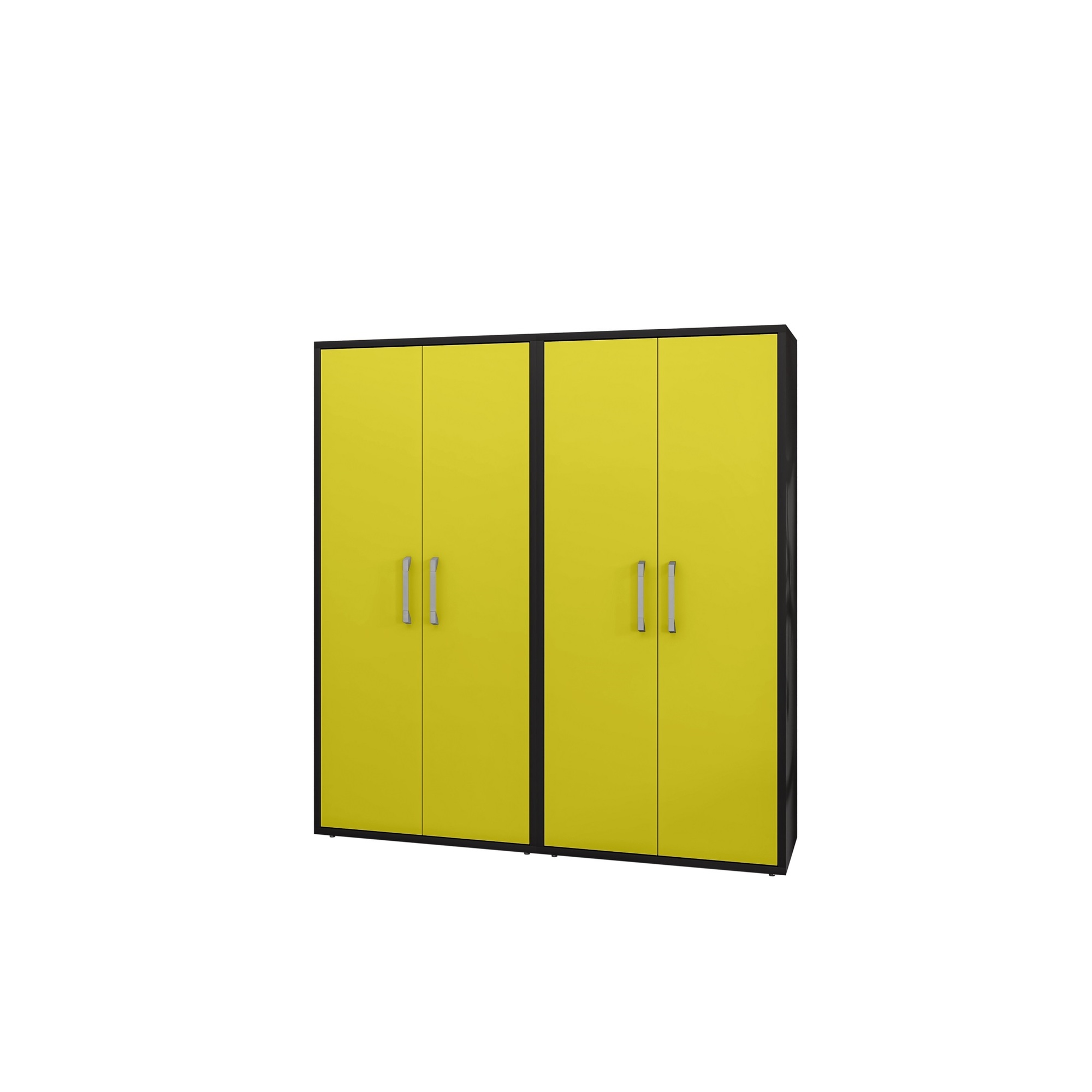 Manhattan Comfort, Eiffel Storage Cabinet in Black Yellow Set of 2 Height 73.43 in, Width 70.86 in, Color Yellow, Model 2-250BMC