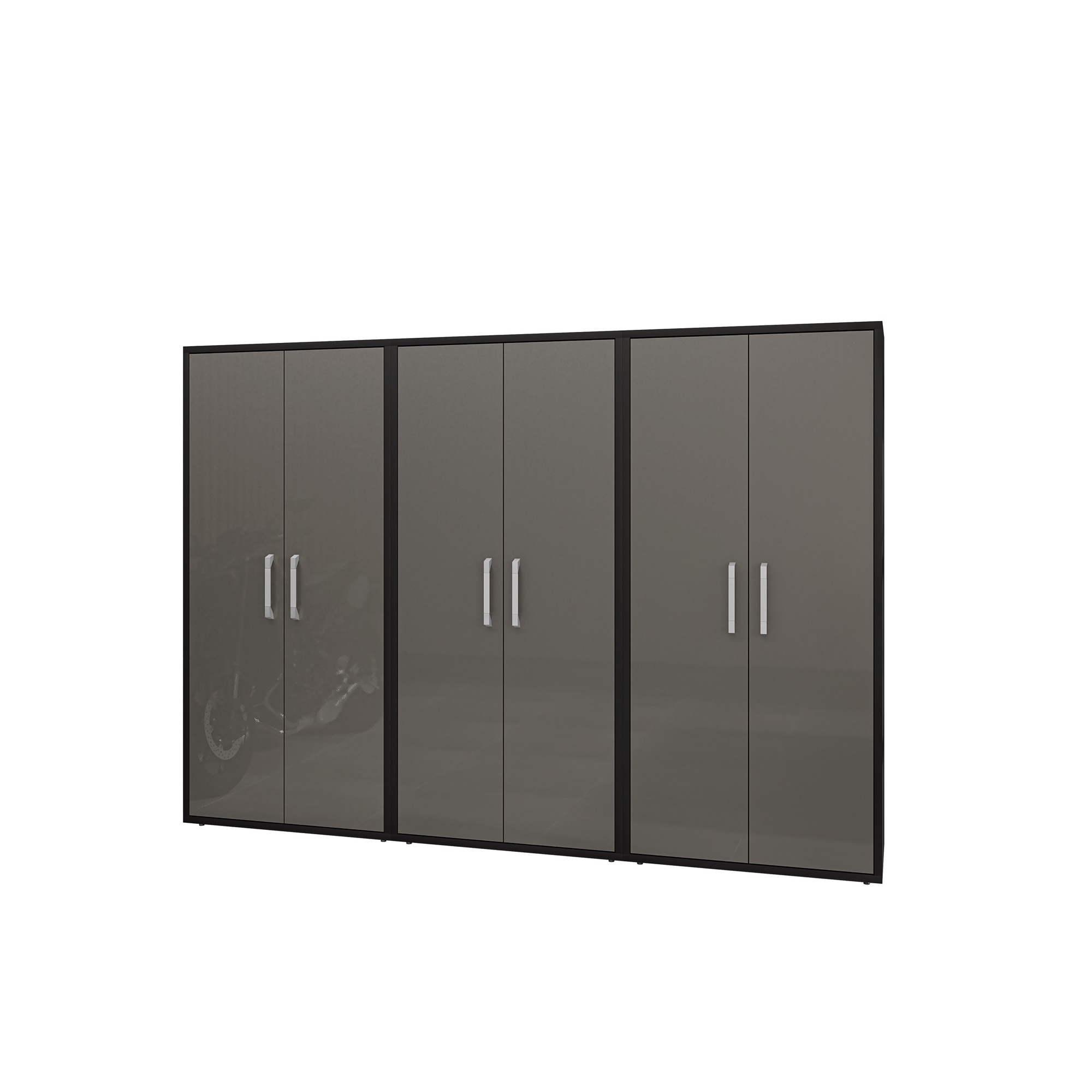 Manhattan Comfort, Eiffel Storage Cabinet Black and Grey, Set of 3 Height 73.43 in, Width 106.29 in, Color Gray, Model 3-250BMC