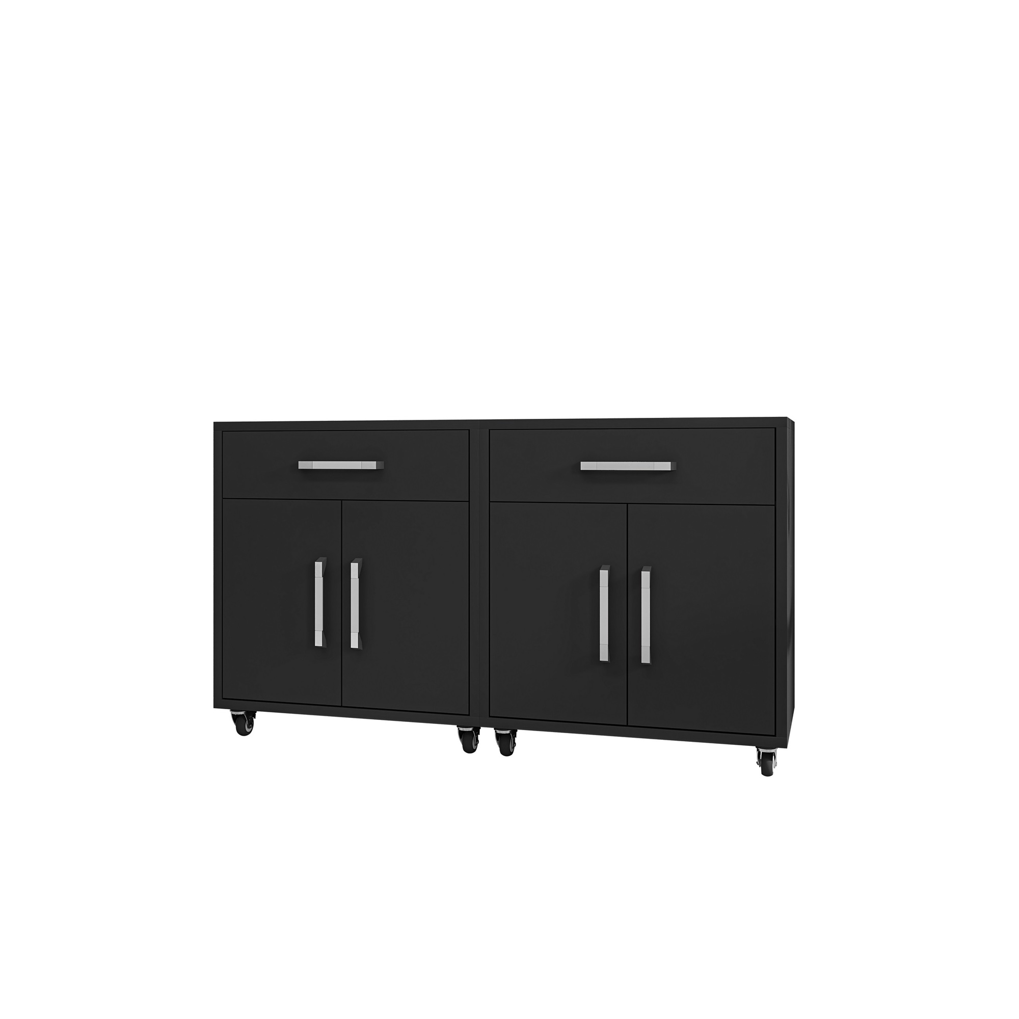 Manhattan Comfort, Eiffel Mobile Garage Cabinet, Matte Black Set of 2 Height 34.41 in, Width 56.7 in, Color Black, Model 2-252BMC