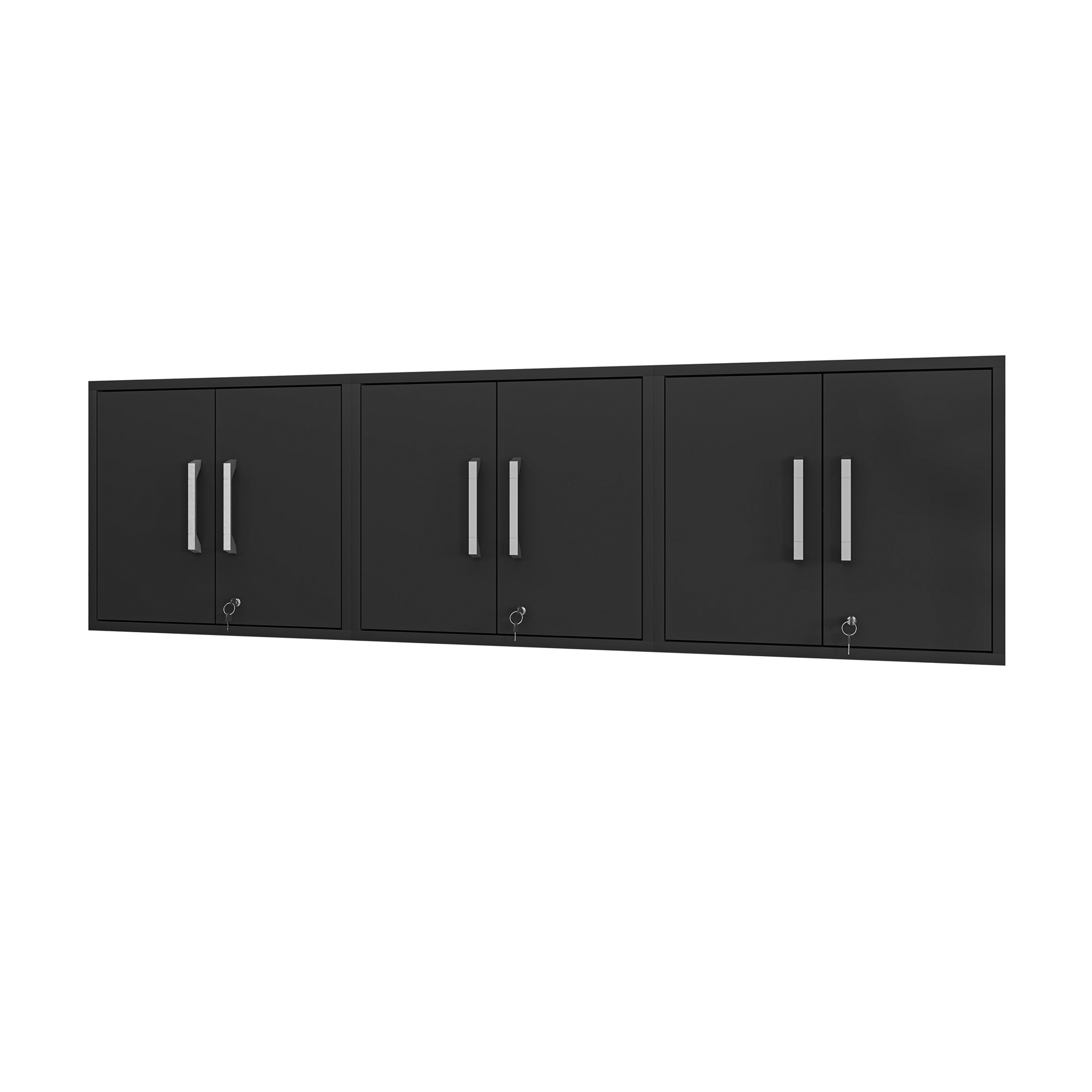 Manhattan Comfort, Eiffel Floating Garage Cabinet in Black Set of 3 Height 25.59 in, Width 85.05 in, Color Black, Model 3-251BMC