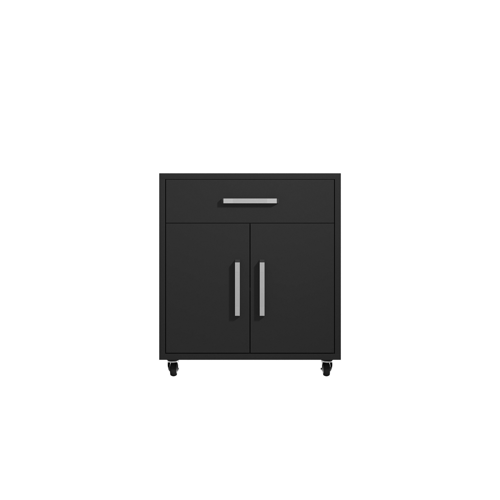 Manhattan Comfort, Eiffel 28.35 Mobile Garage Storage Cabinet, Black, Height 34.41 in, Width 28.35 in, Color Black, Model 252BMC