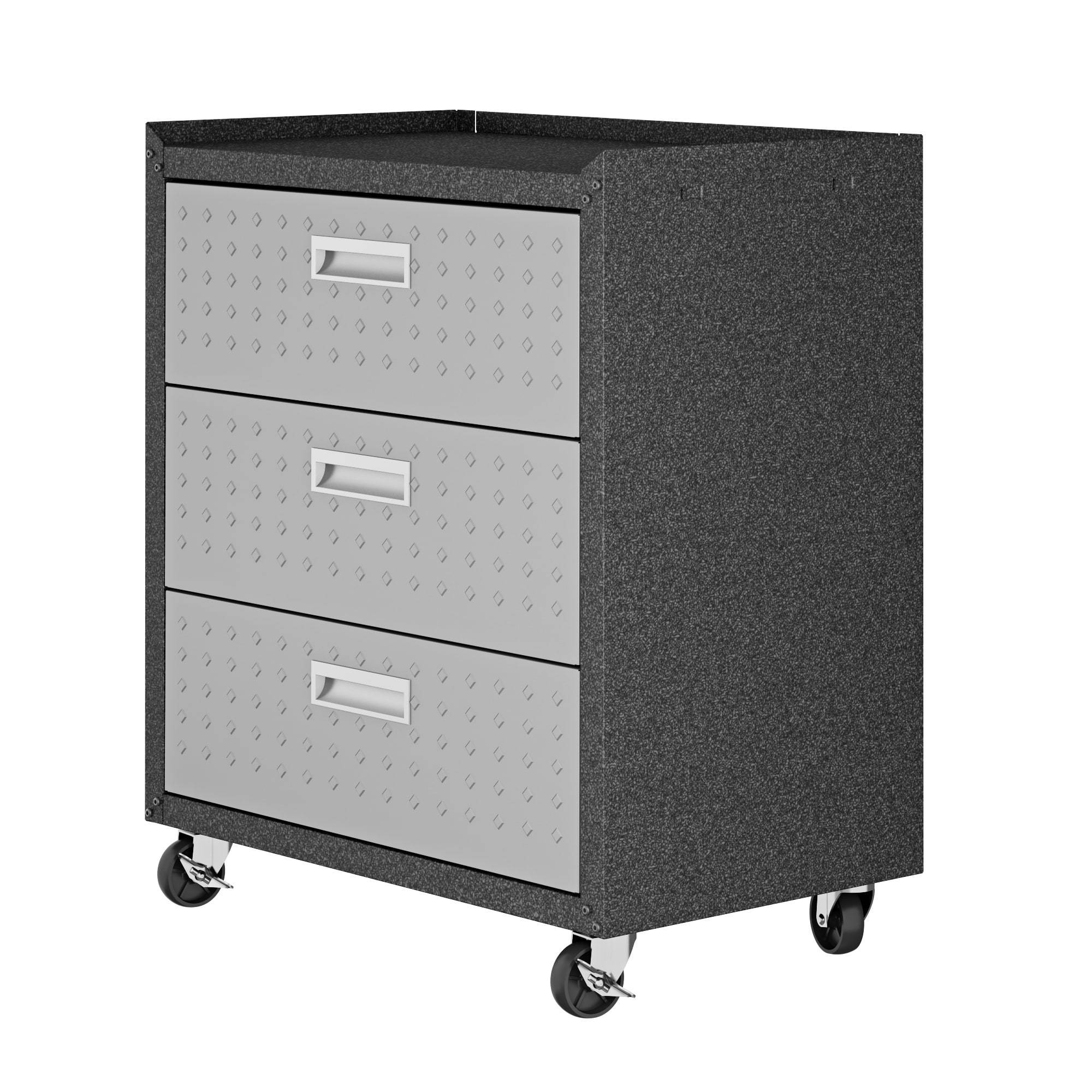 Manhattan Comfort, Fortress Mobile Garage Drawer Chest in Grey, Height 32.1 in, Width 30.3 in, Color Gray, Model 4GMCC
