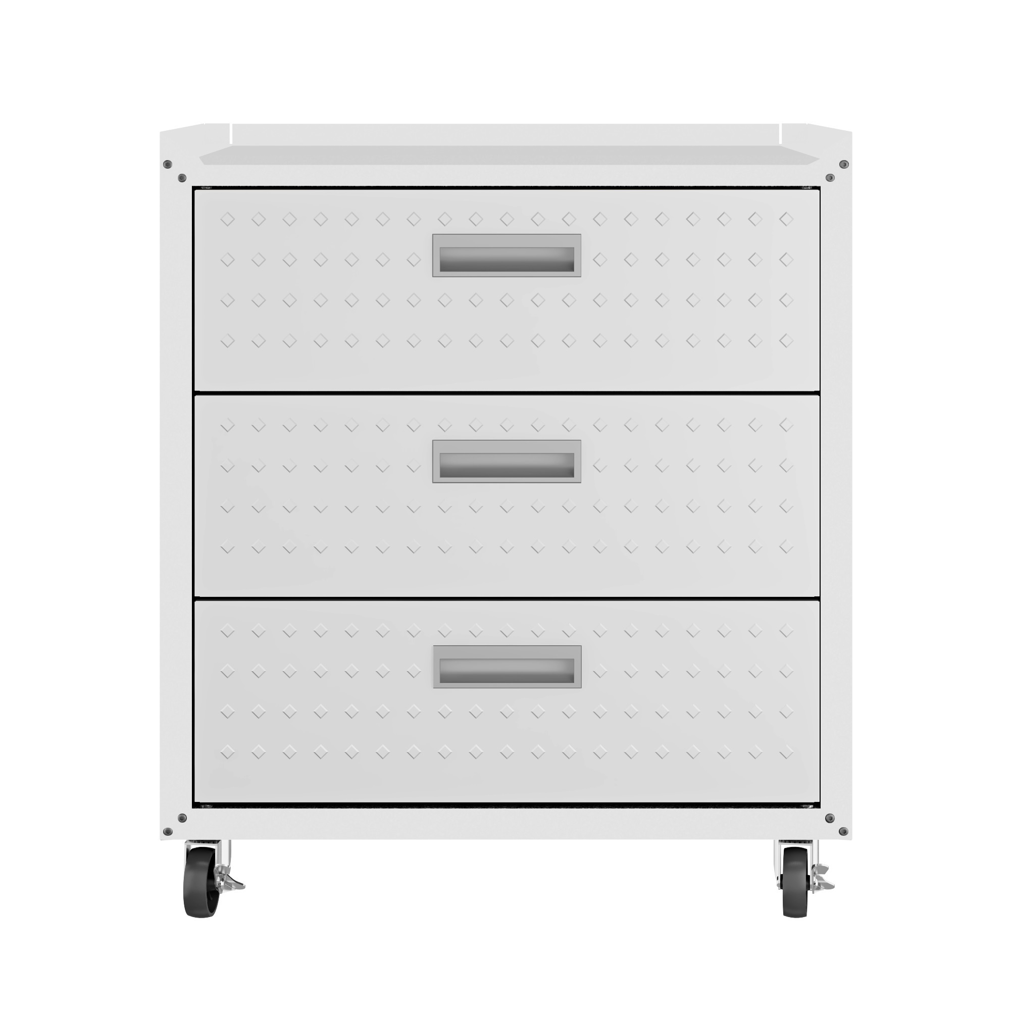 Manhattan Comfort, Fortress Mobile Garage Drawer Chest in White, Height 32.1 in, Width 30.3 in, Color White, Model 4GMCC