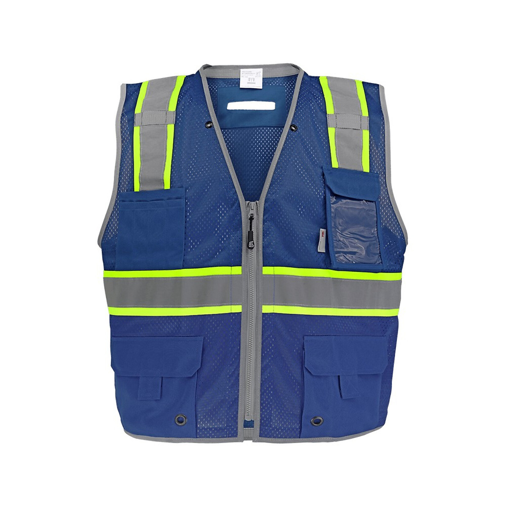 FrogWear Surveyors Vest, XL, Blue w/ Reflector, Model GLO-067B-XL