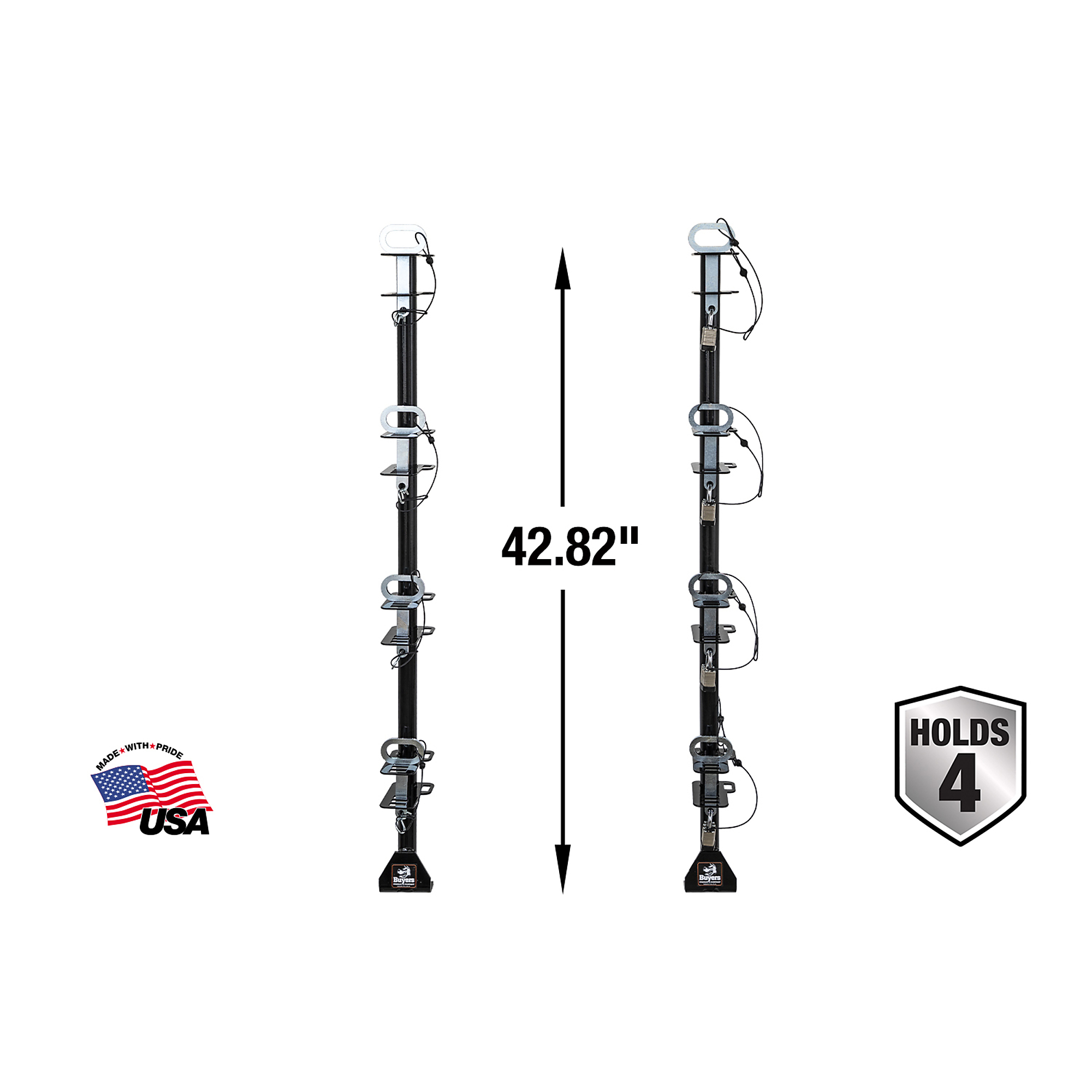 Buyers Products, 4-Position Channel Style Lockable Trimmer Rack, Shelves (qty.) 4 Material Carbon Steel, Model LT14