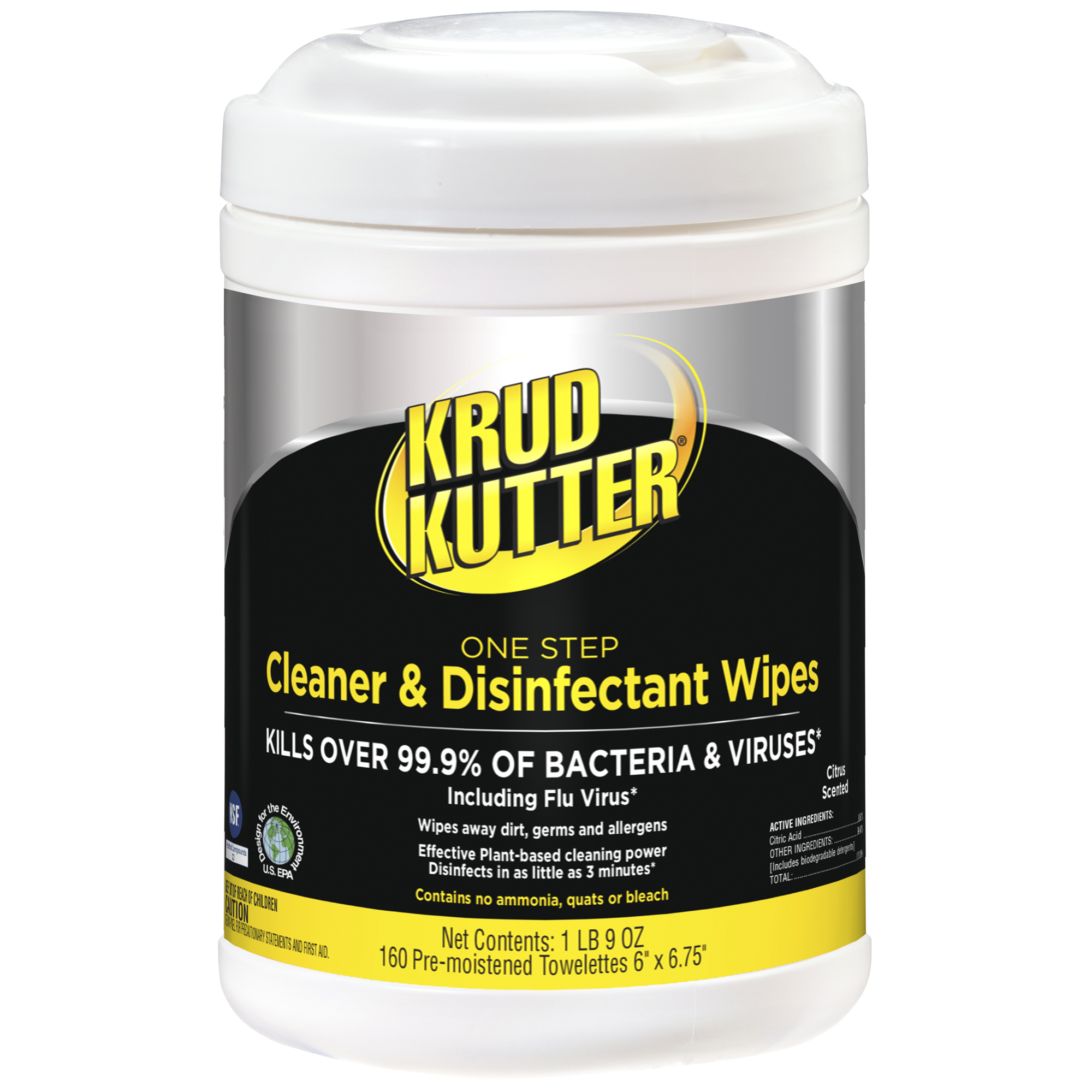Krud Kutter Pro, One-Step Cleaner Disinfectant Wipes 160 Count, Ounces 0 oz, Model 367508