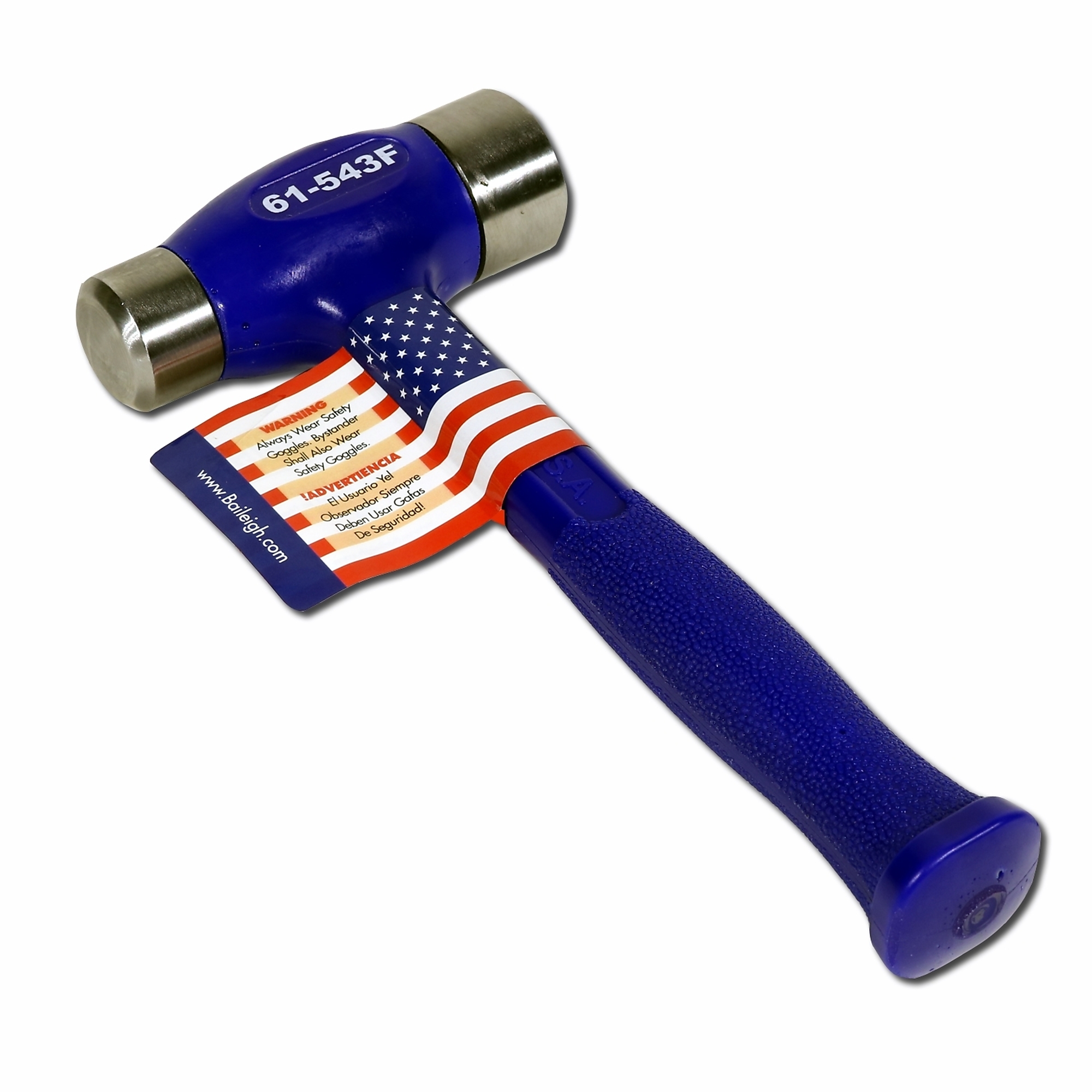Baileigh, Flat Hardface Hammer, Handle Length 12.75 in, Model 1018022