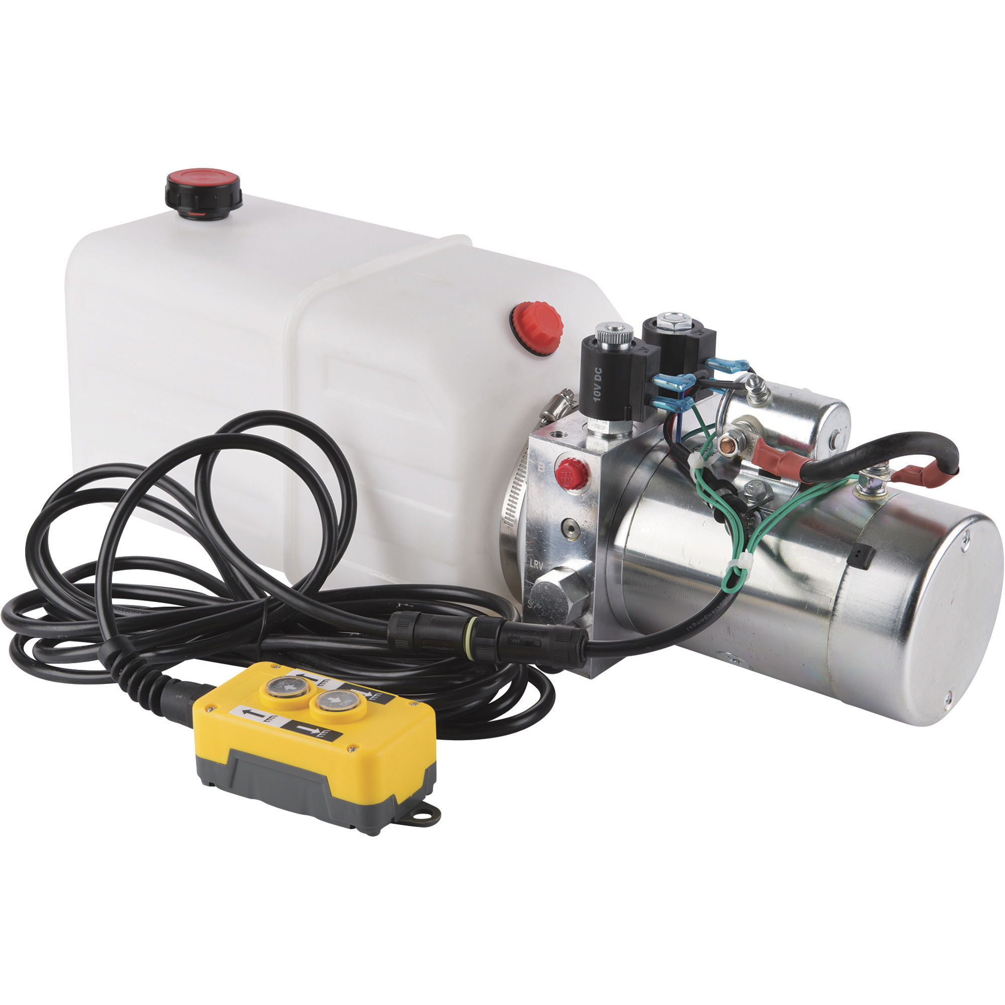 NorTrac Dump Trailer Power Unit with 12V DC Motor, For Double-Acting Cylinder, 1.1 Gal. Reservoir