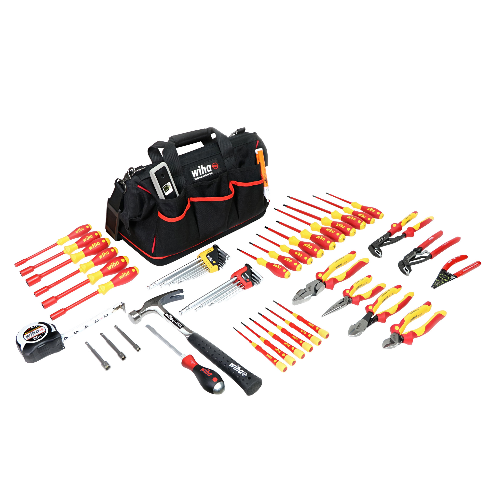 Wiha, 59 Piece Master Electrician's Tool Set With Bag, Pieces (qty.) 60, Model 32937