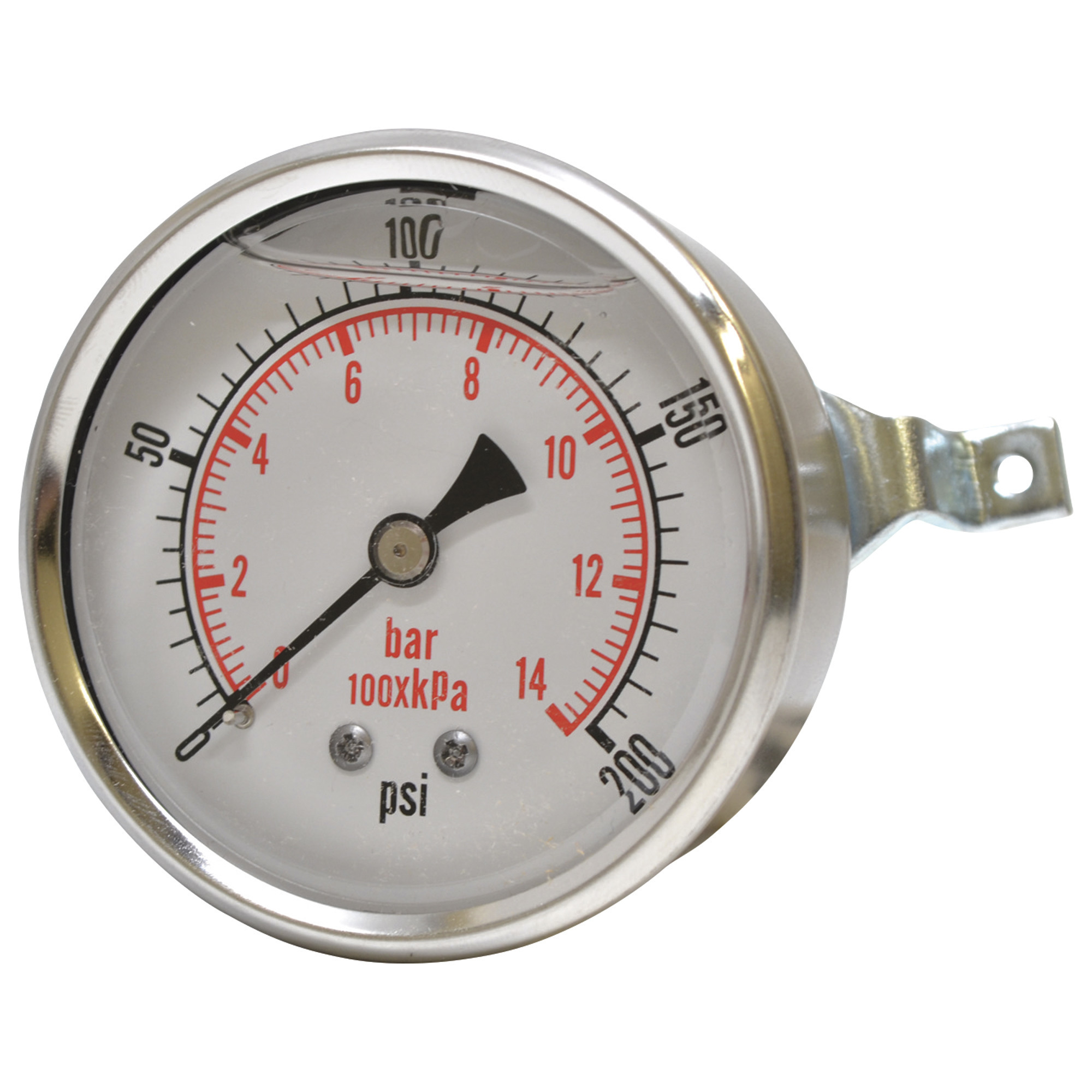 Valley Instrument, Panel Mount, Glycerin Filled Pressure Gauge 0-200 PSI