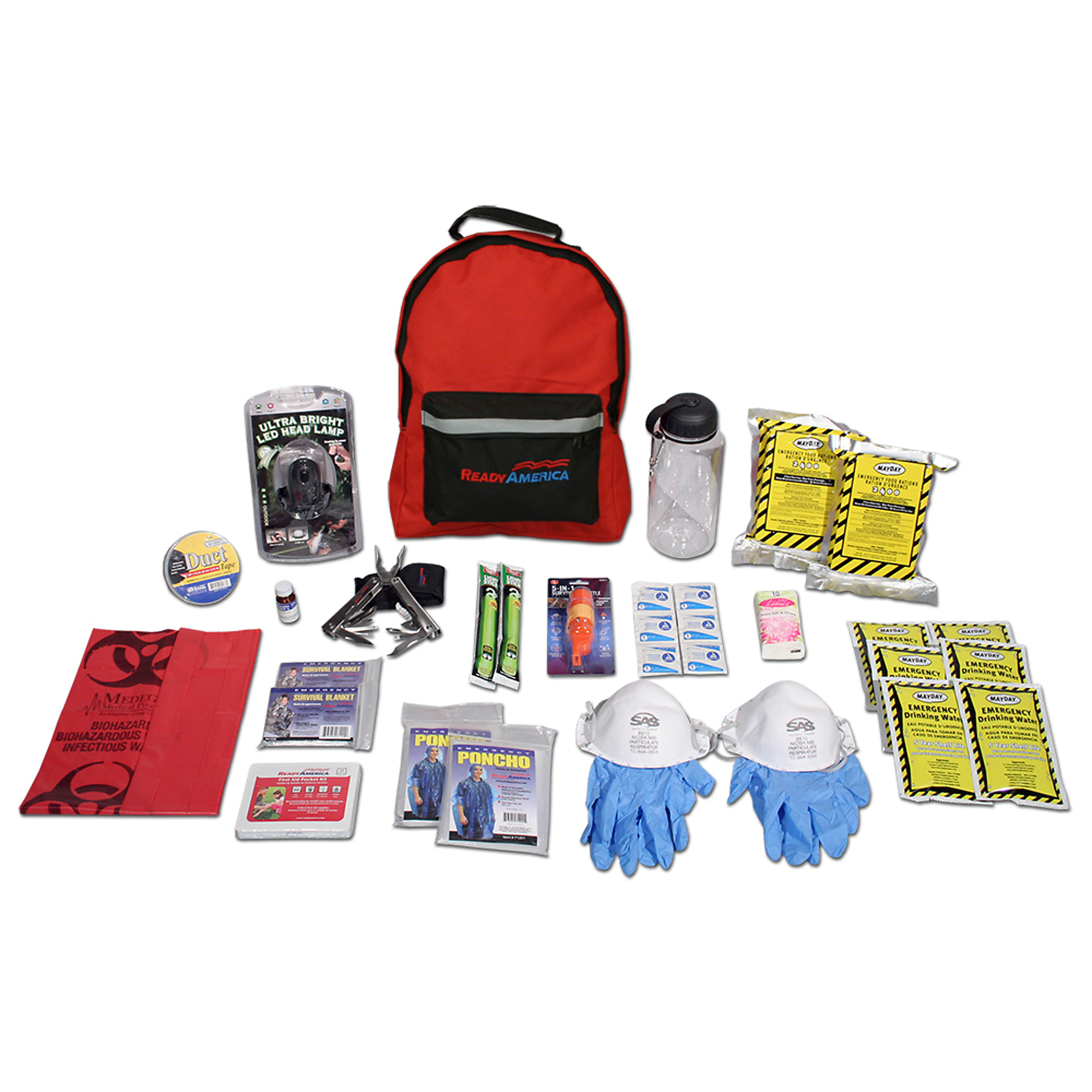 Ready America, 2-Person, 3 Day, Emergency Backpack Plus, Pieces (qty.) 39, Model 70284